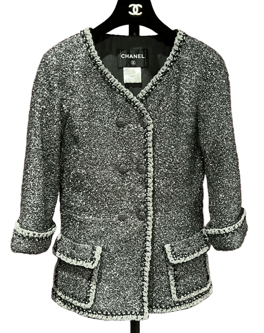 CHANEL SILVER GREY JACKET 36 FT102078