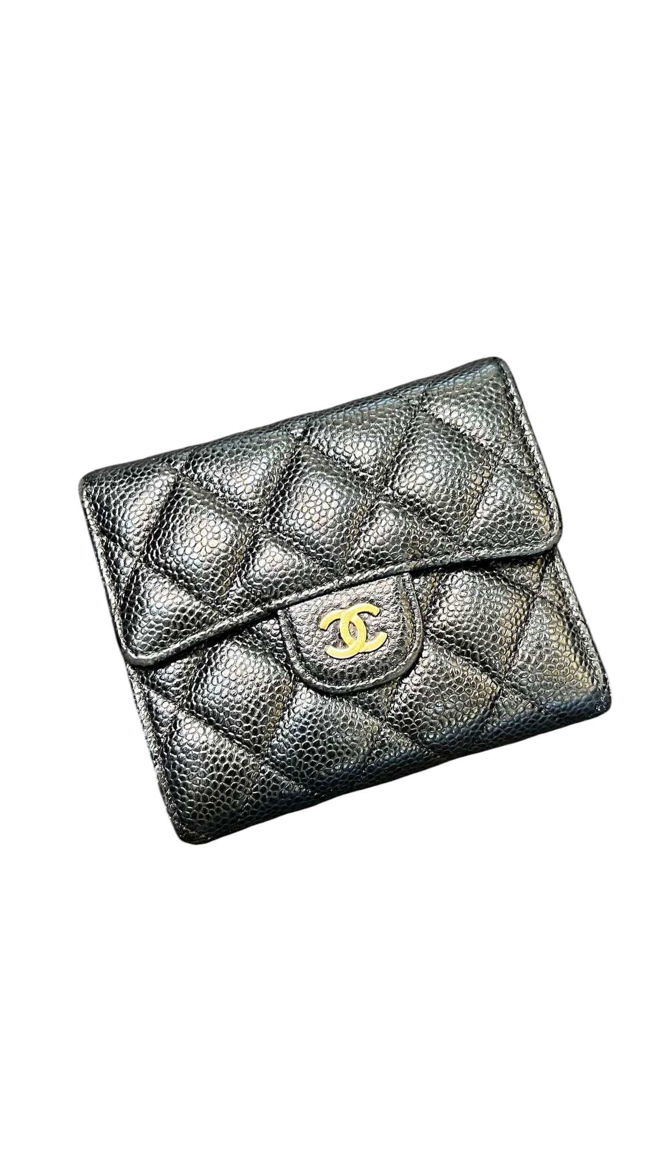 Chanel Compact Wallet Black Caviar GHW #27 SSLG1055