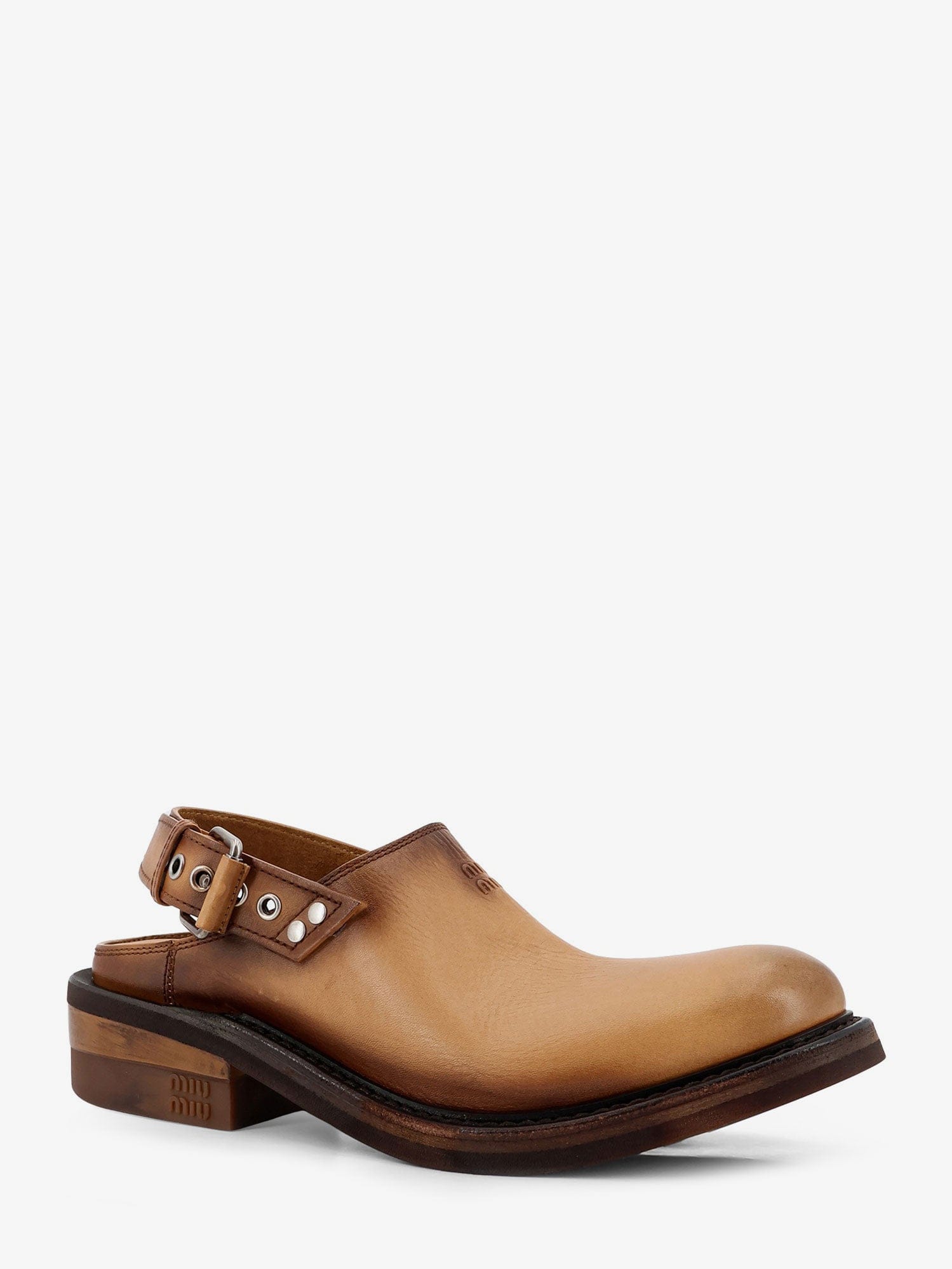 MIU MIU Foule Leather Sabot Sandals