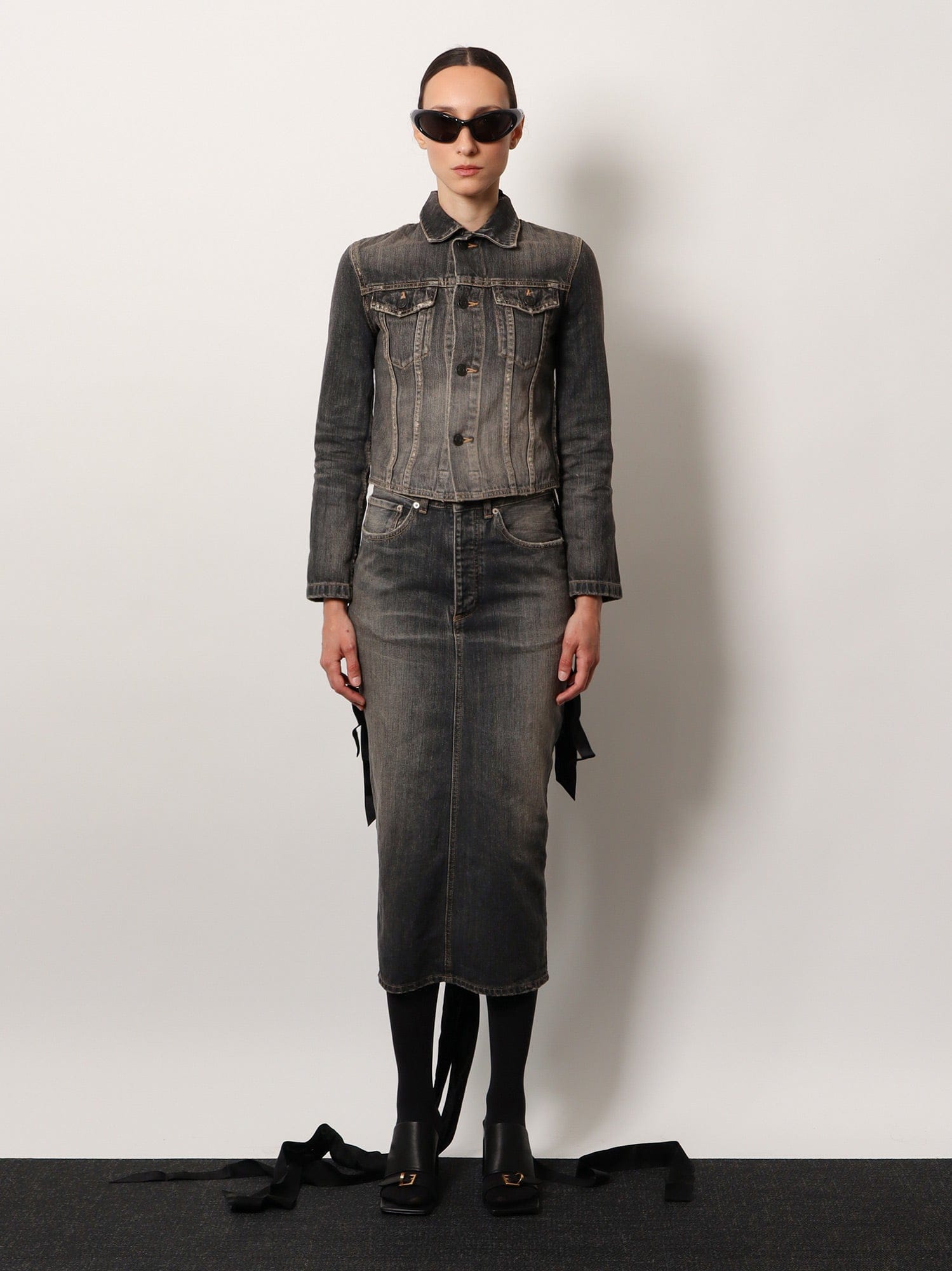 Balenciaga Denim skirt with laces interwining