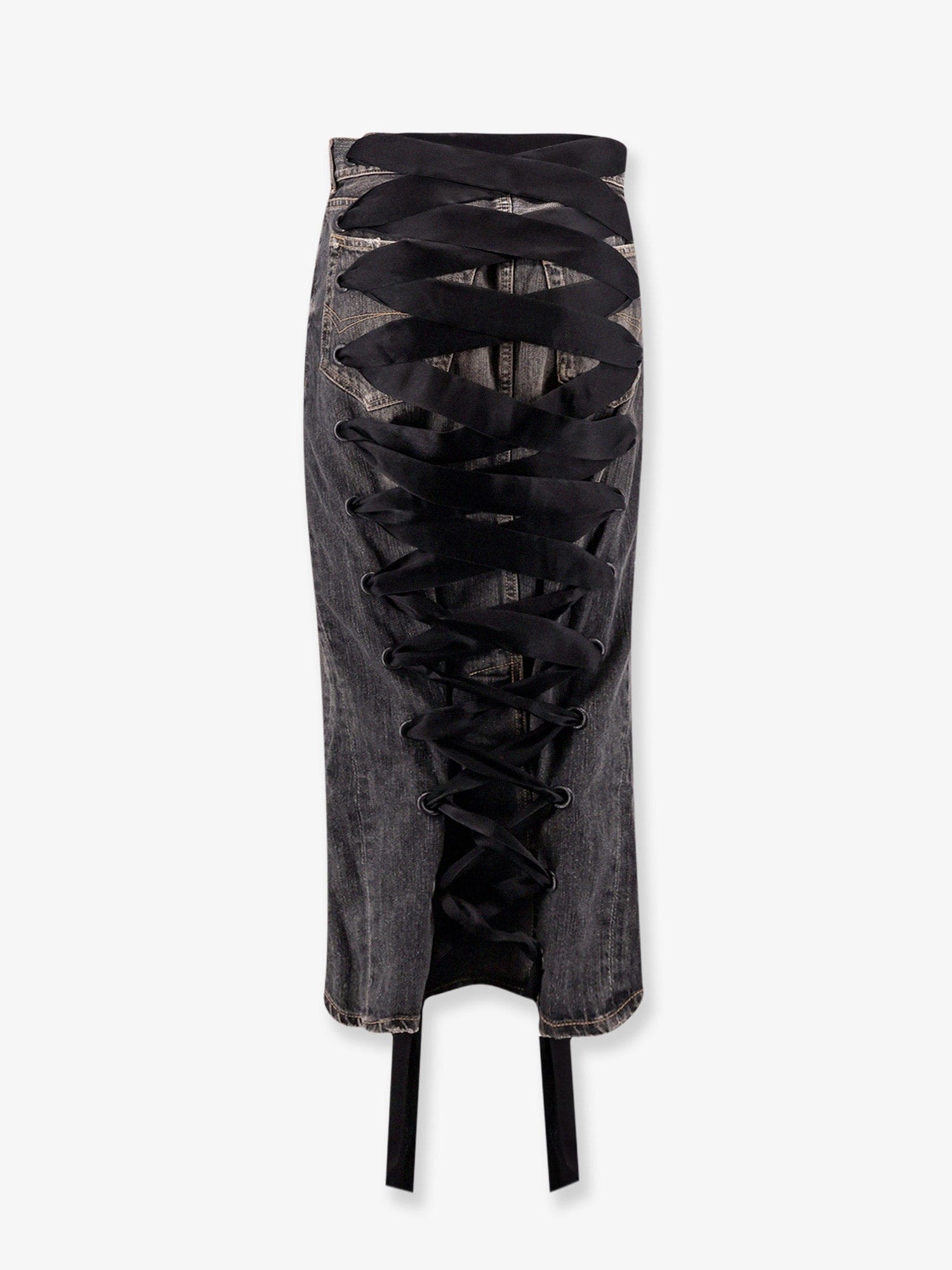 Balenciaga Denim skirt with laces interwining