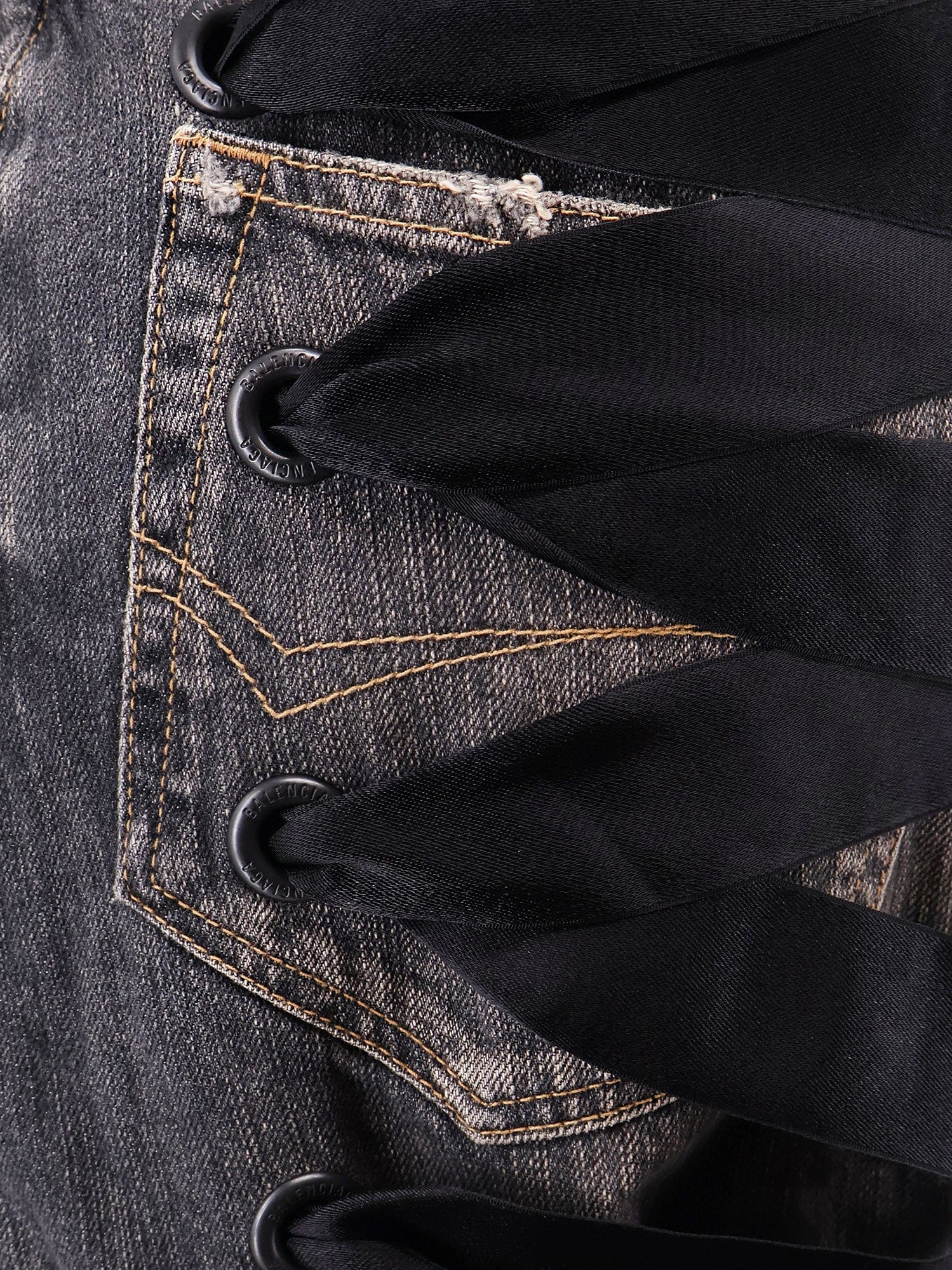 Balenciaga Denim skirt with laces interwining