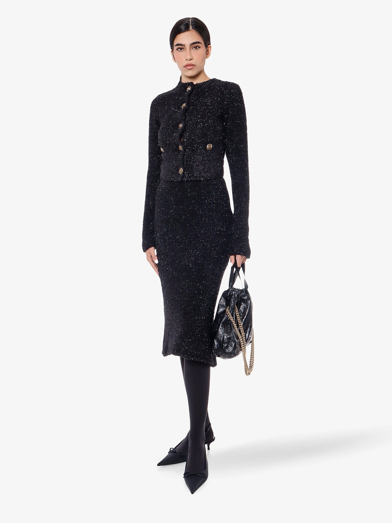 Balenciaga Cotton tweed knitted midi skirt