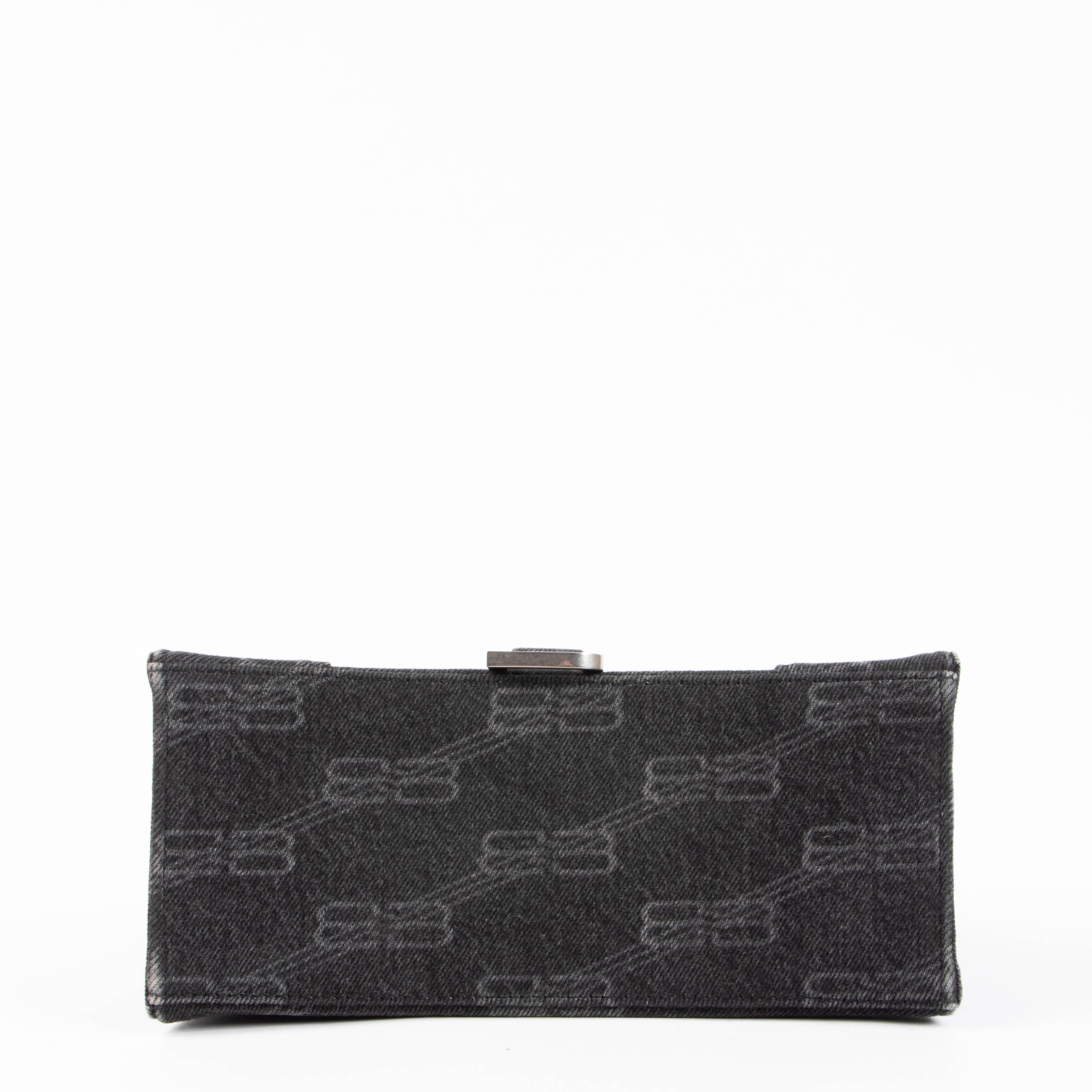 Balenciaga Black Denim BB Monogram Hourglass Small Bag