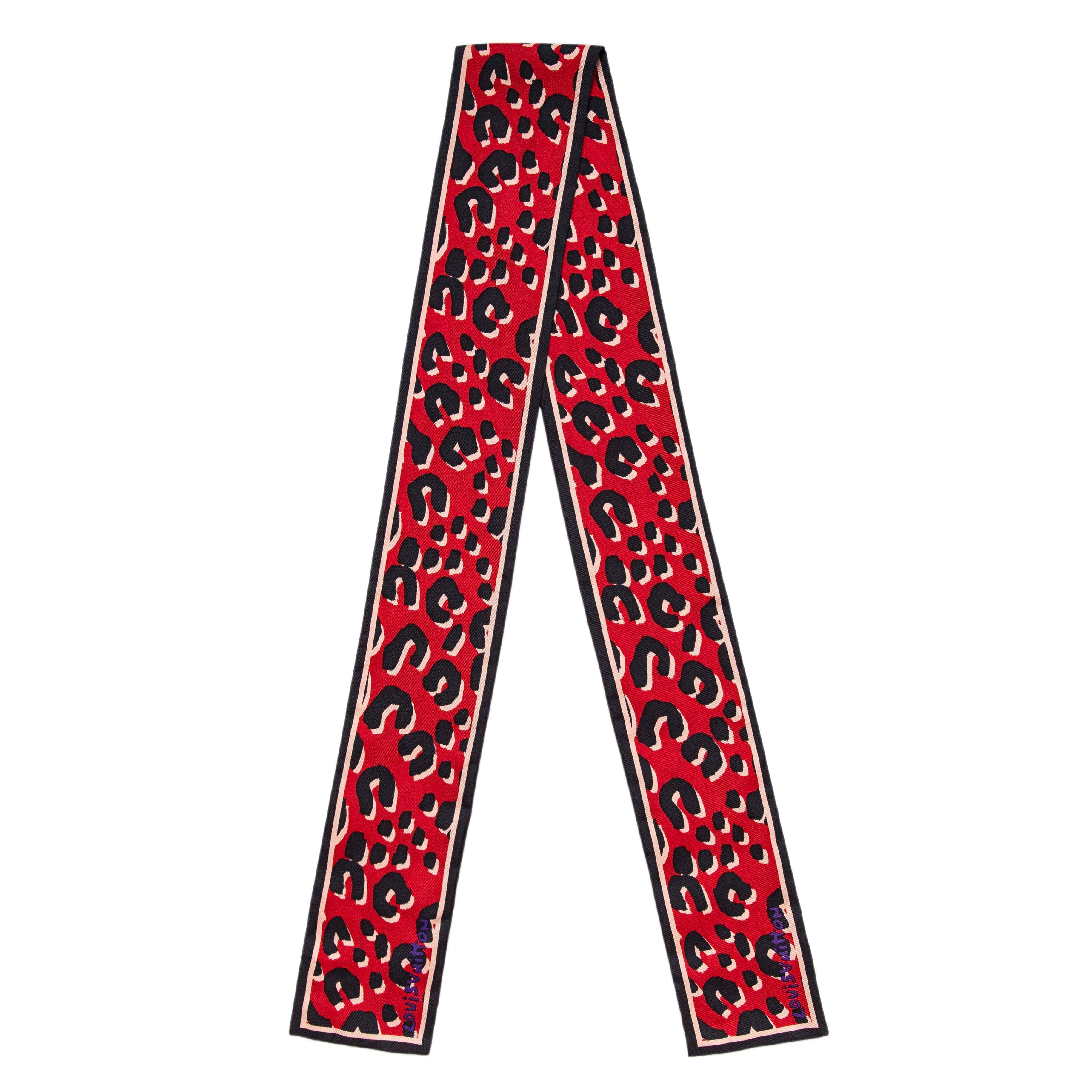 Louis Vuitton Rouge Silk Leopard Bandeau