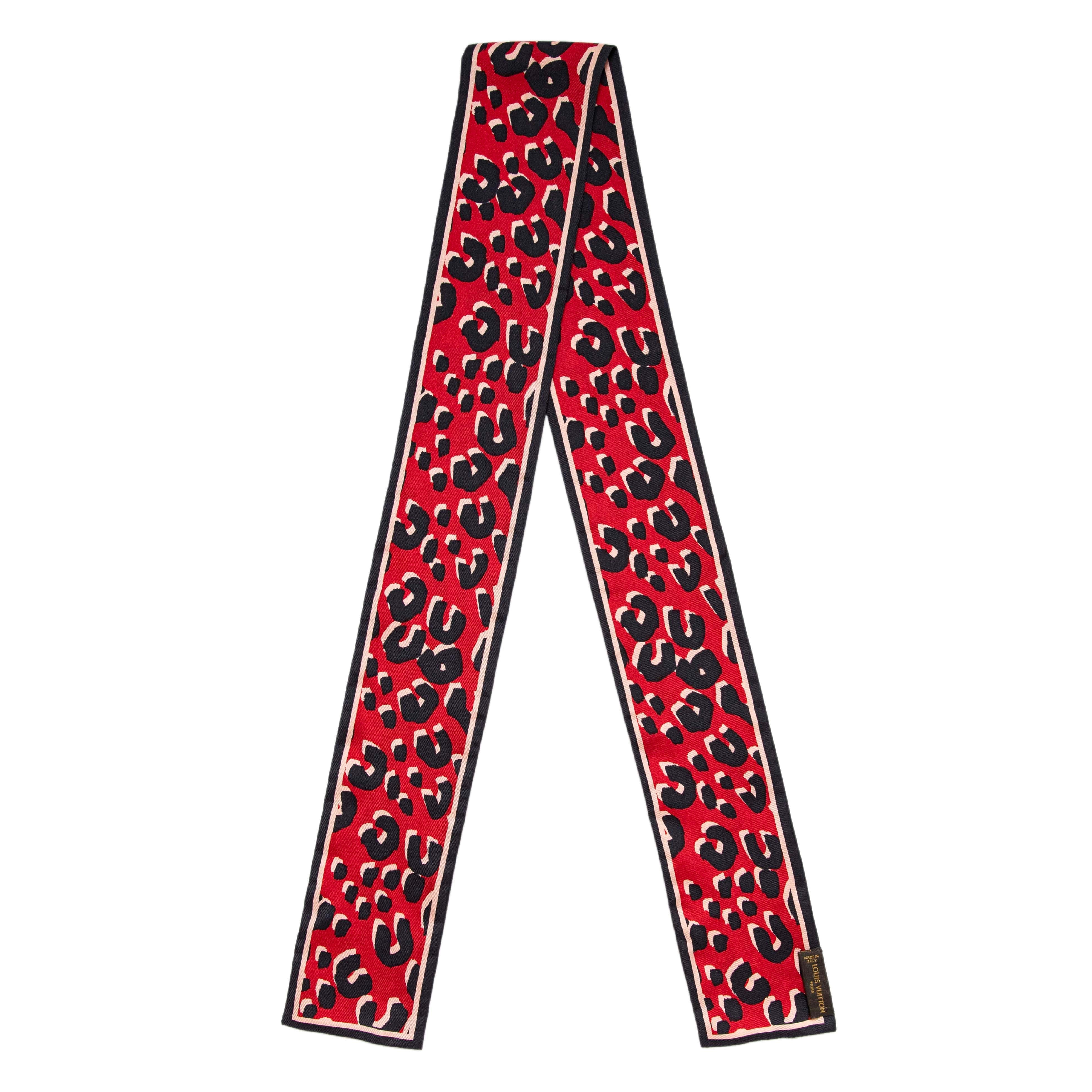 Louis Vuitton Rouge Silk Leopard Bandeau