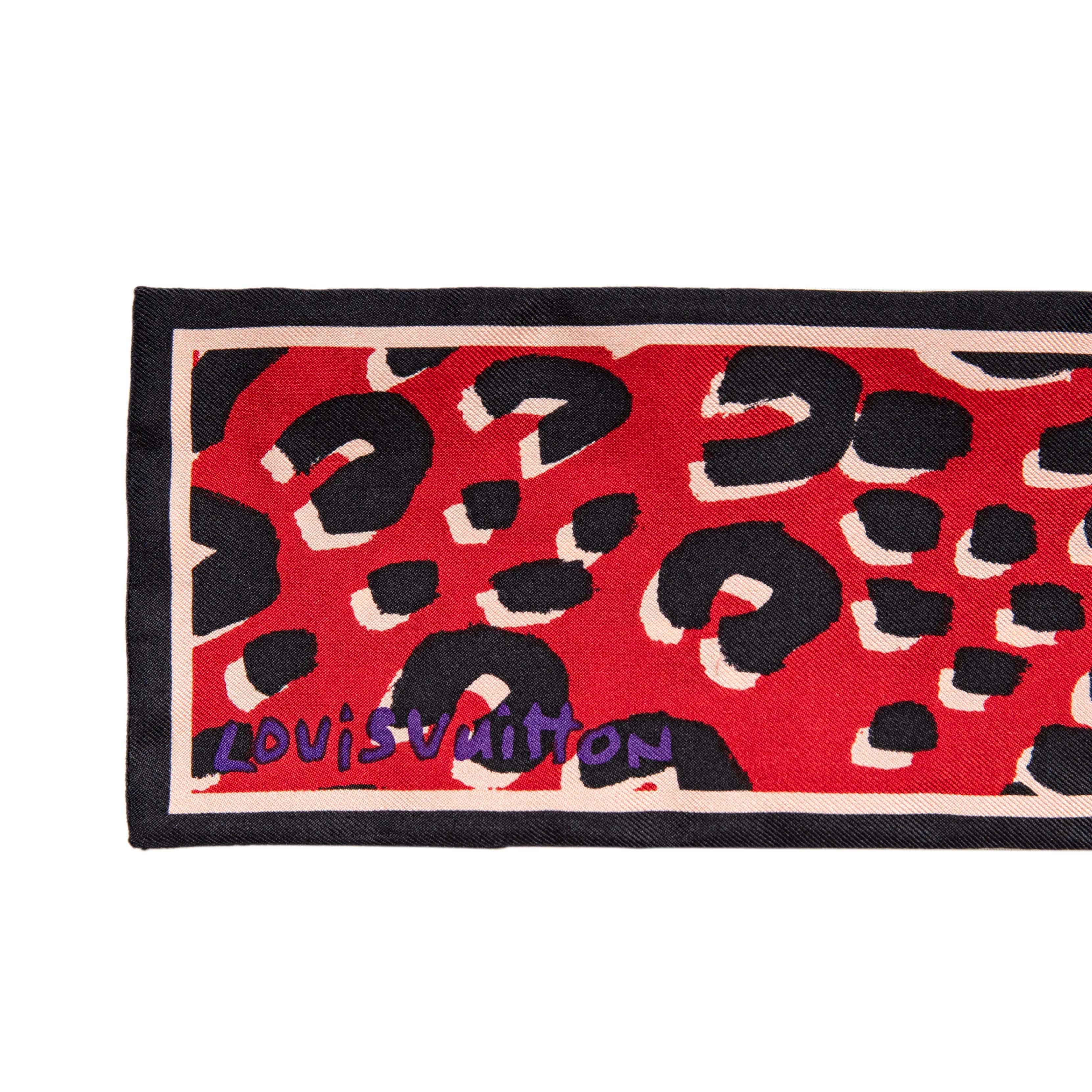Louis Vuitton Rouge Silk Leopard Bandeau