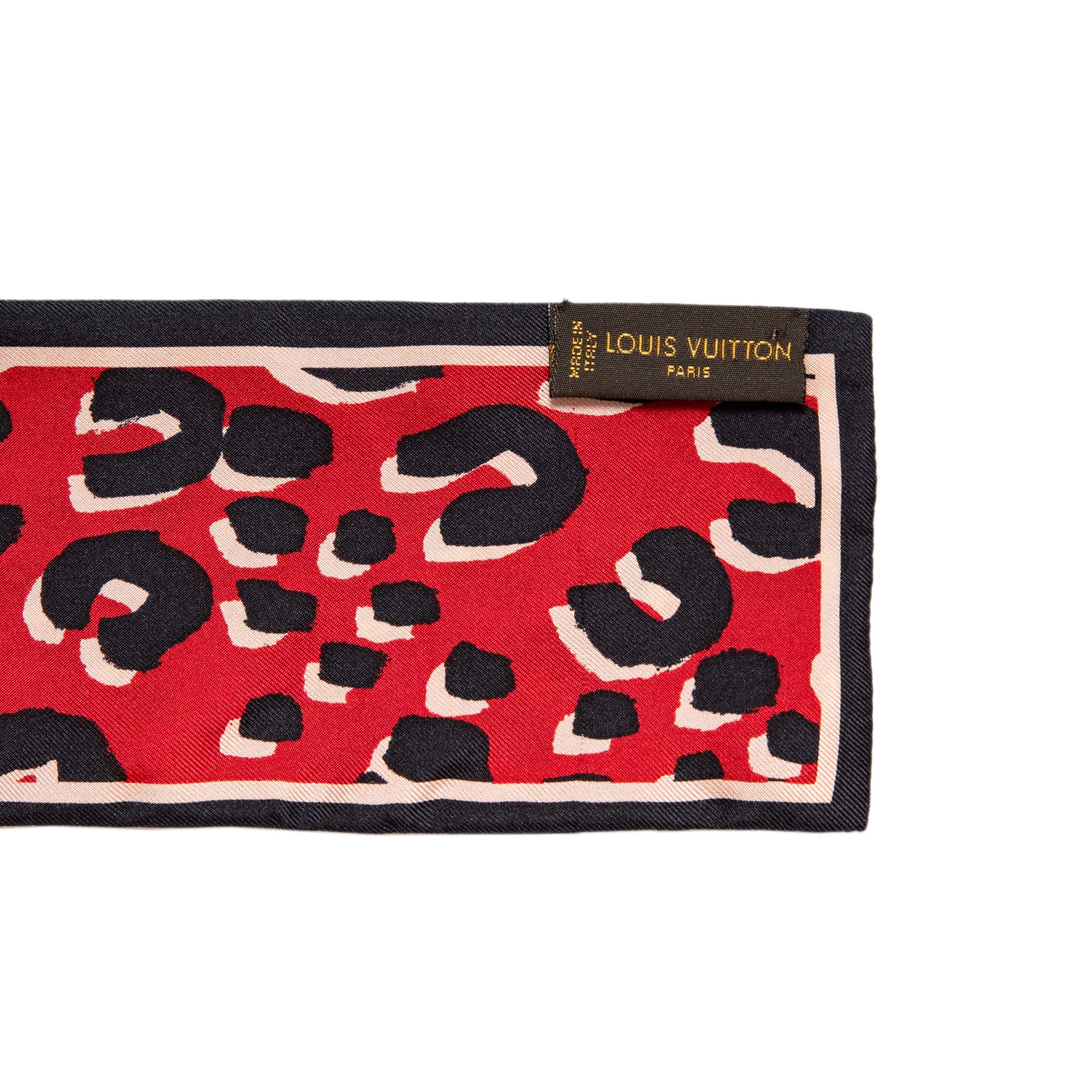 Louis Vuitton Rouge Silk Leopard Bandeau