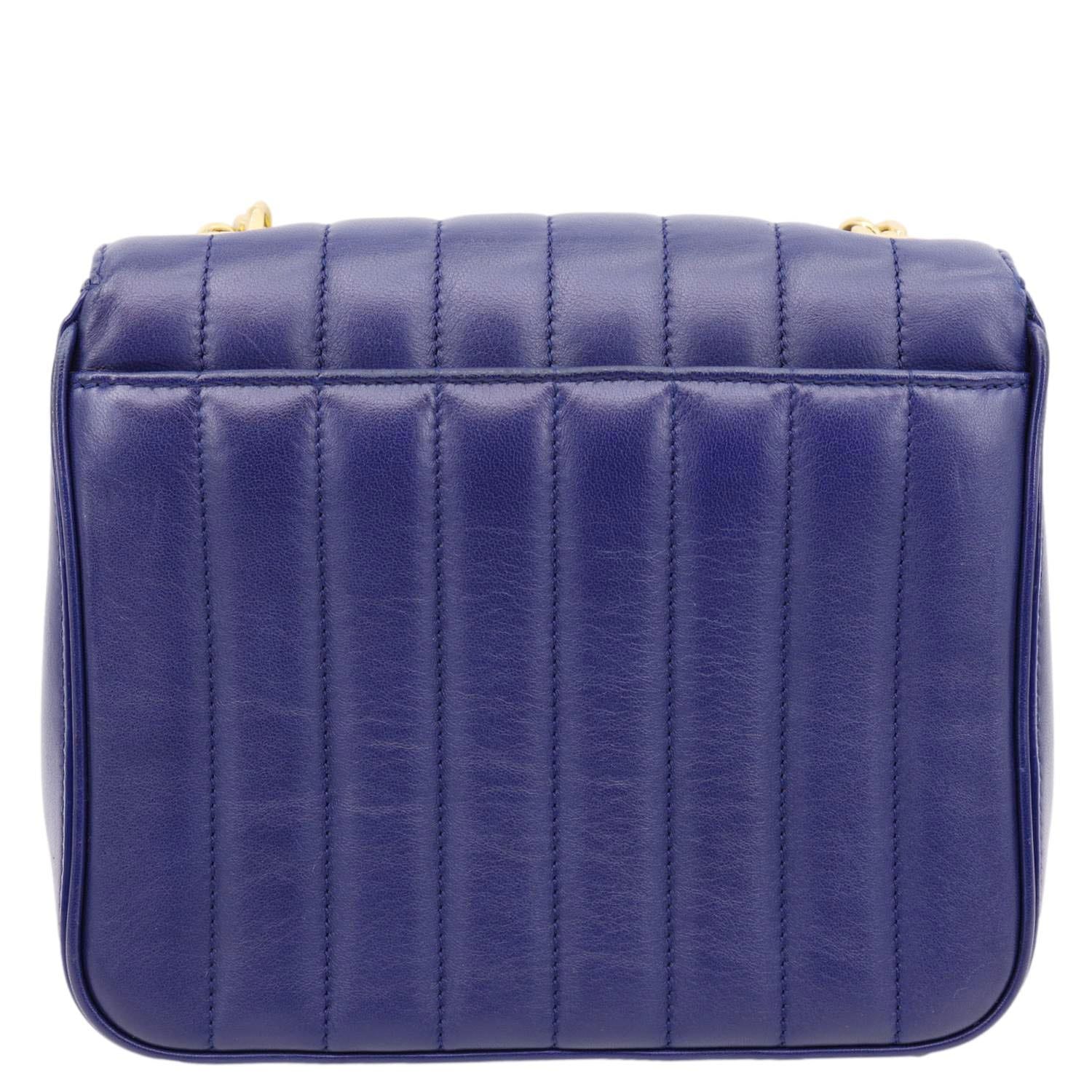 YVES SAINT LAURENT Vicky Medium Matelasse Lambskin Chain Crossbody Bag Blue