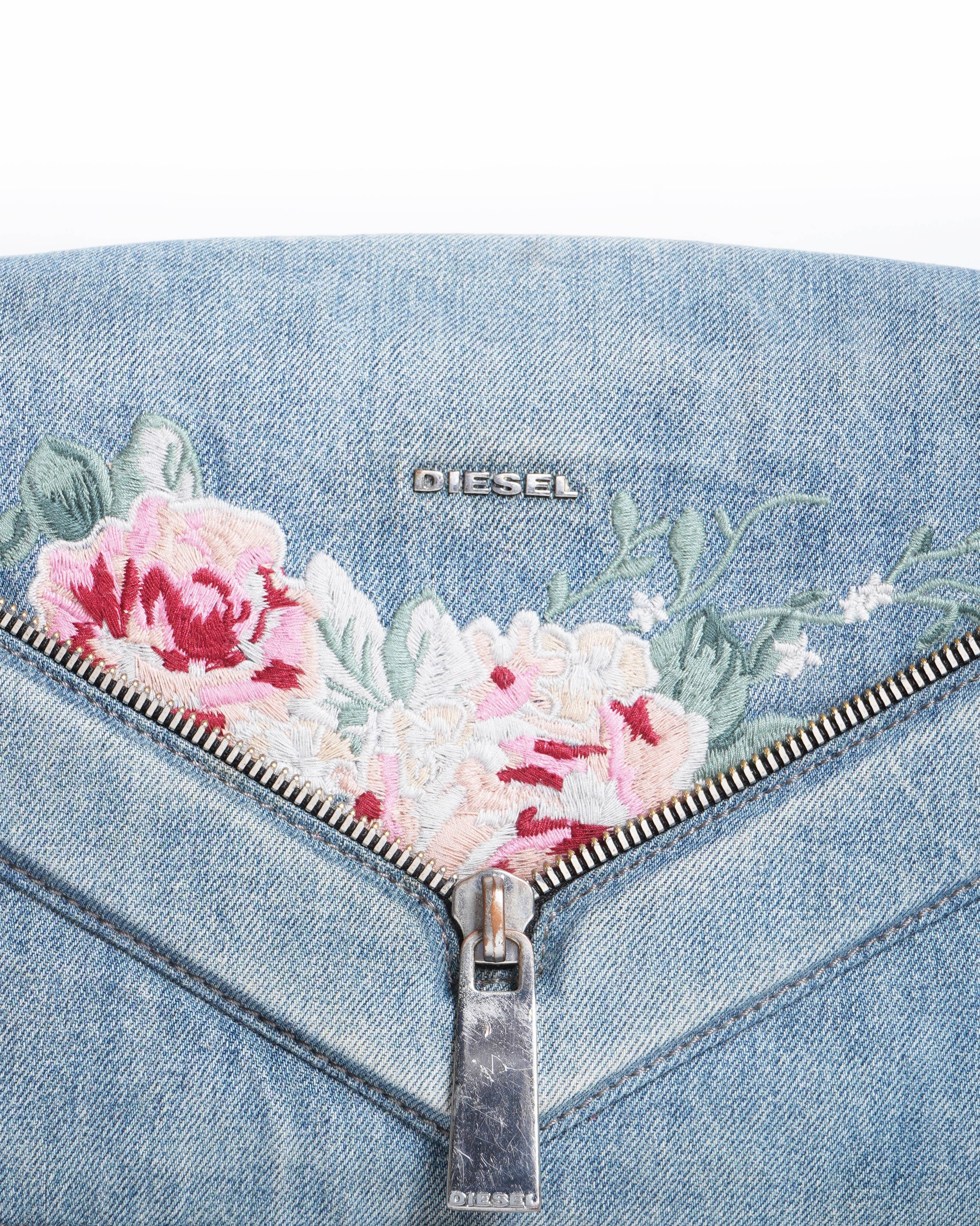 Diesel Denim floral embraided shoulder bag