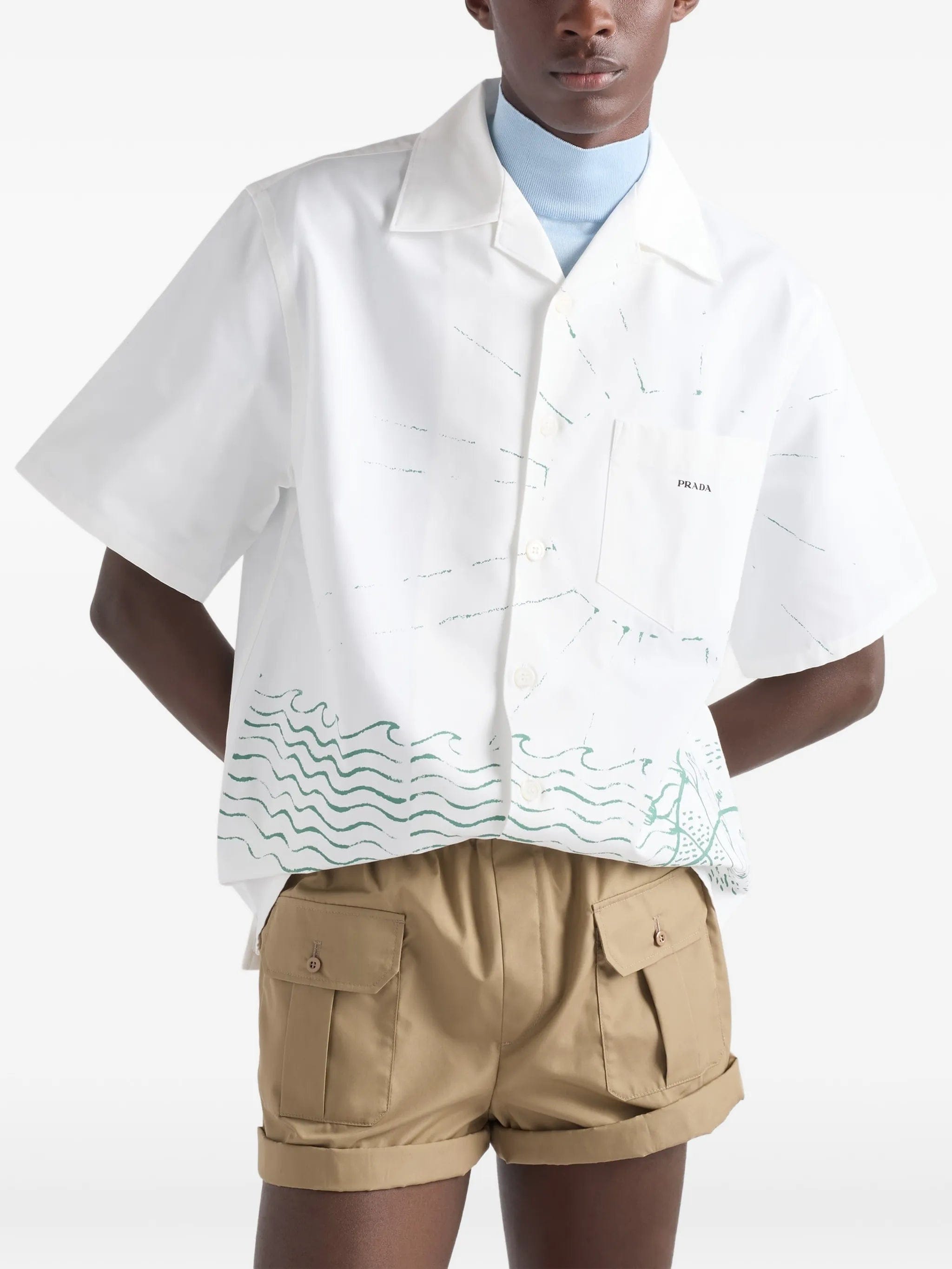 Prada wave - print oversized shirt