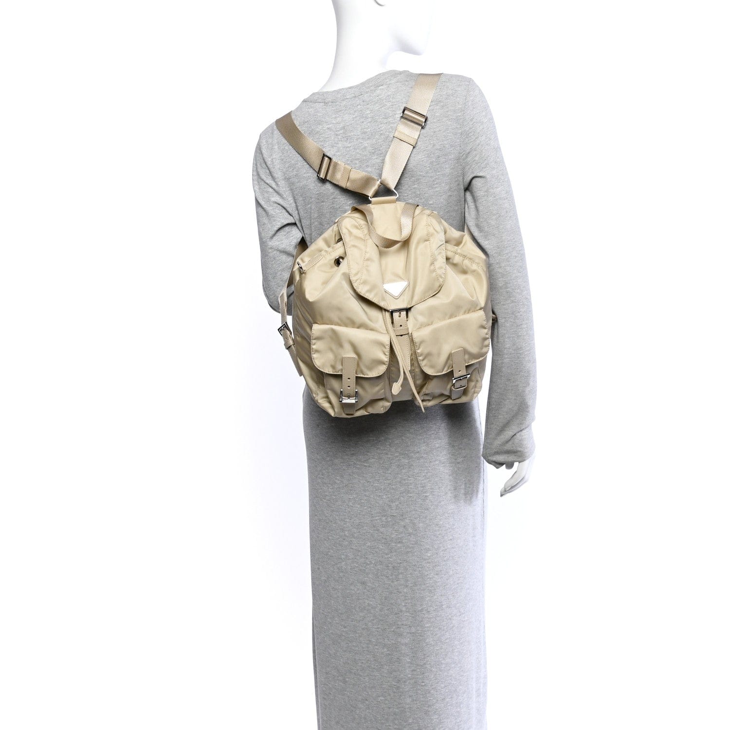 Prada Nylon Saffiano Medium Backpack Deserto