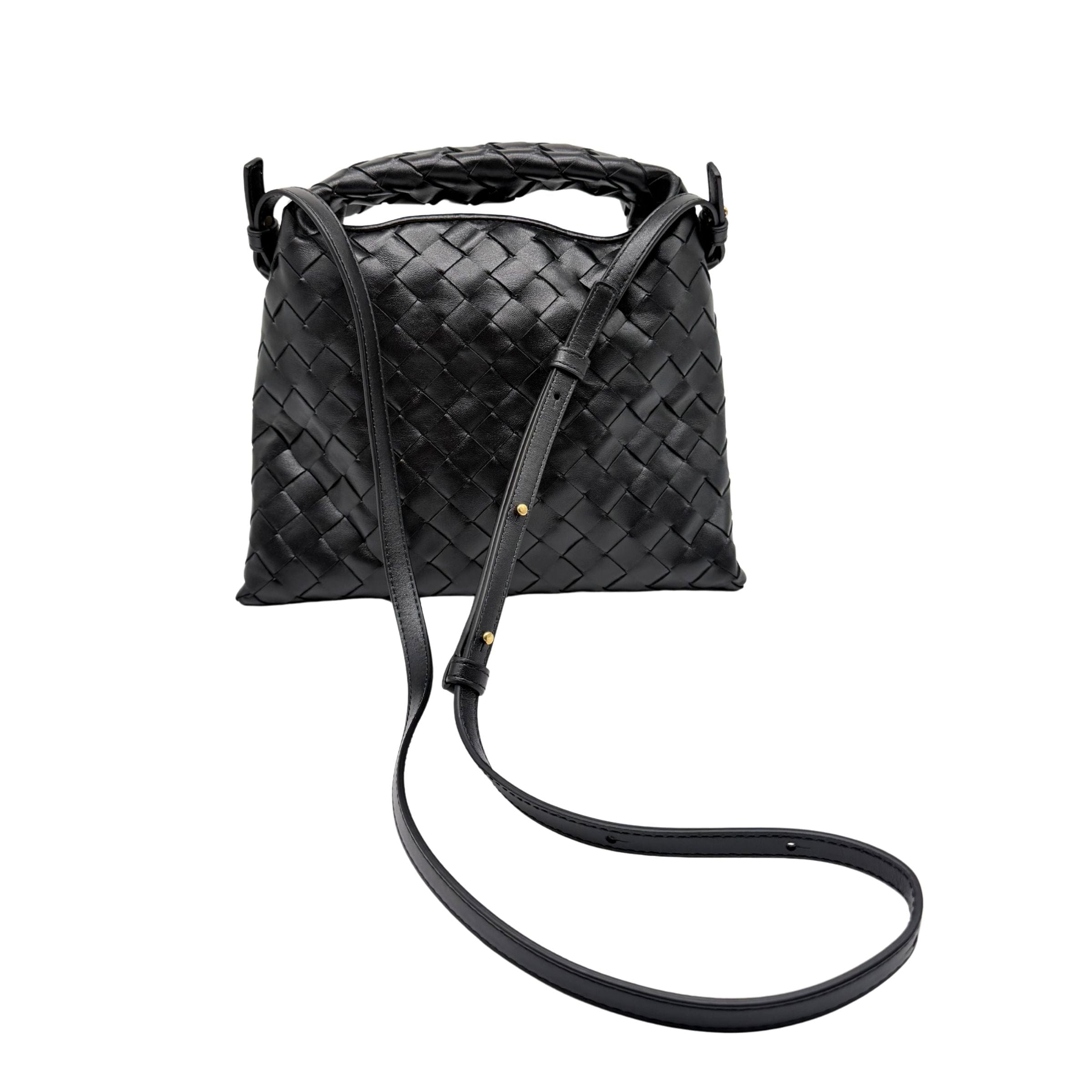 Bottega Veneta Black Mini Hop Bag With Strap