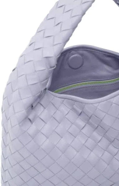 Bottega Veneta Small Hop Hobo Bag in Lilac Intrecciato Leather