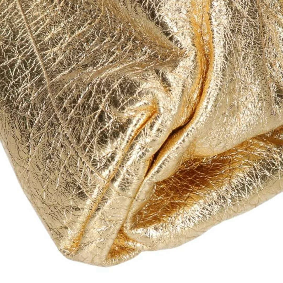 Bottega Veneta The Pouch Clutch in Gold Metallic Leather – Original Size