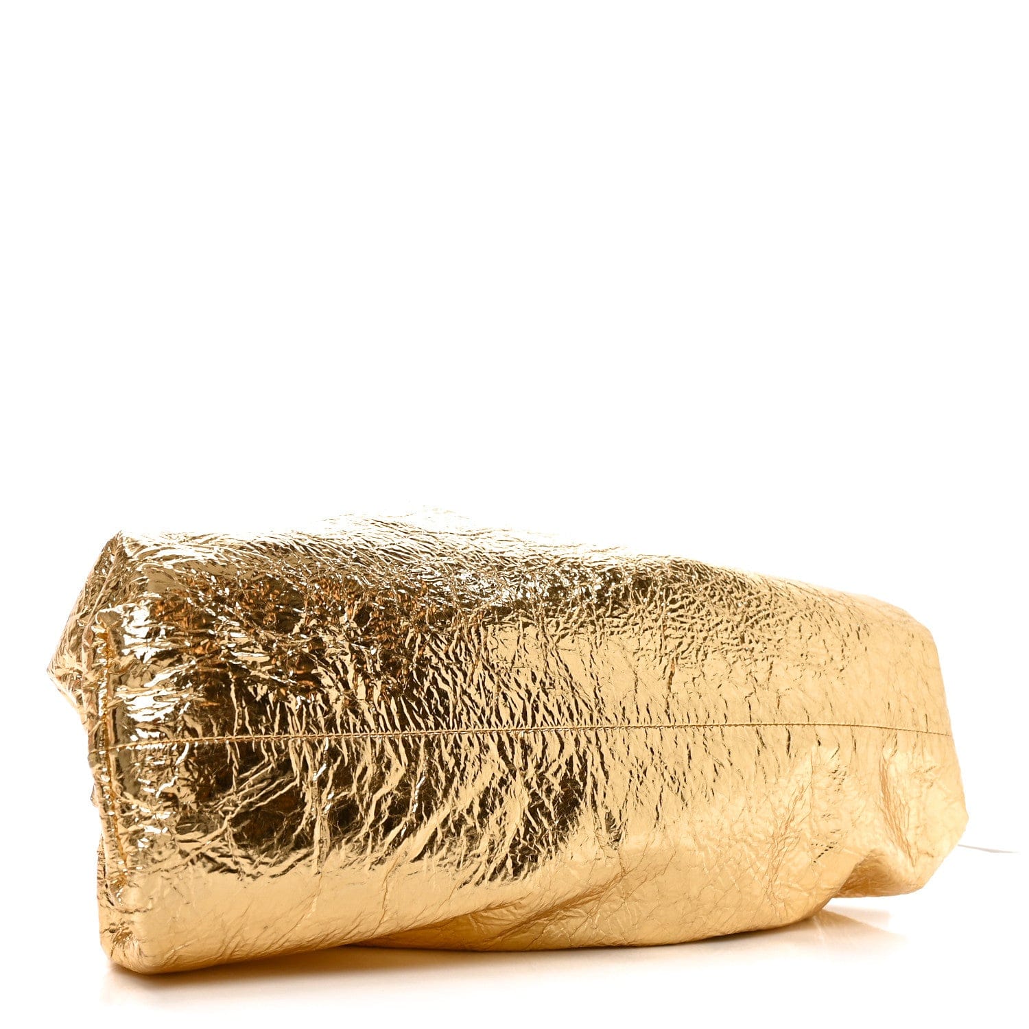 Bottega Veneta Metallic Crinkled Lambskin The Pouch Oversized Clutch Oro