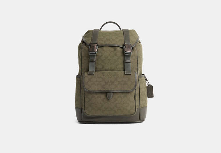 Coach Restored League Flap Backpack In Signature Canvas Jacquard