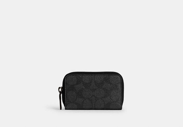 Coach Small Zip Around Card Case In Signature Canvas