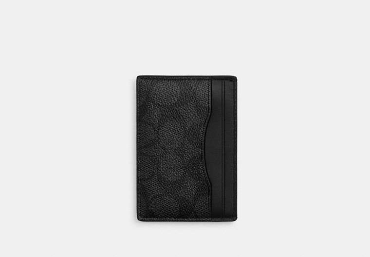 Coach Card Case With Money Clip In Signature Canvas