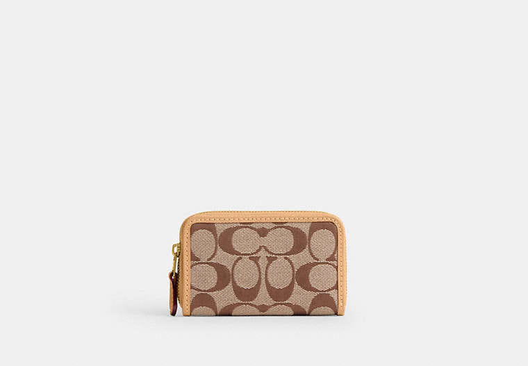 Coach Essential Small Zip Around Card Case In Signature Jacquard