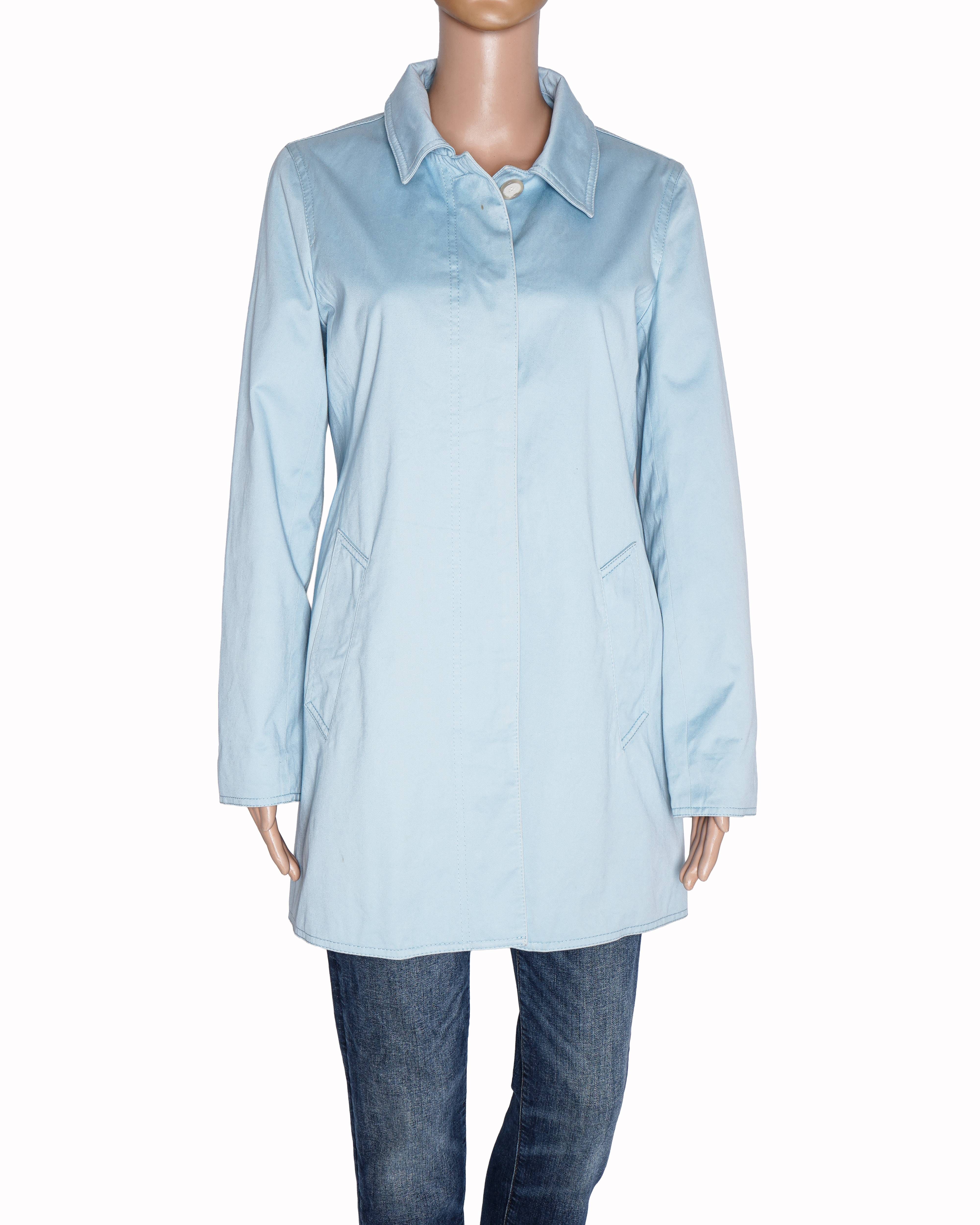 Coach Pastel Blue Signature Lined Trench Coat