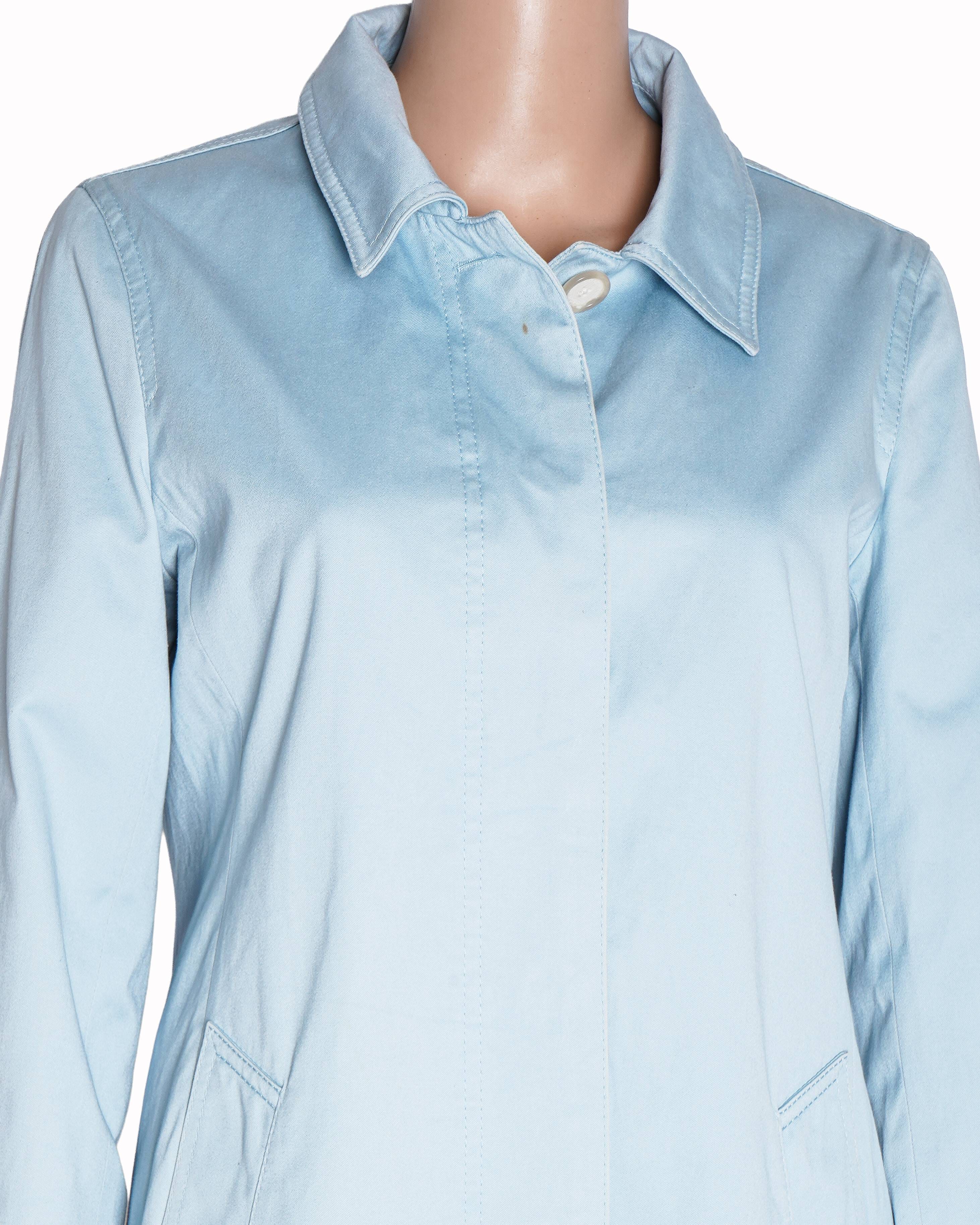 Coach Pastel Blue Signature Lined Trench Coat