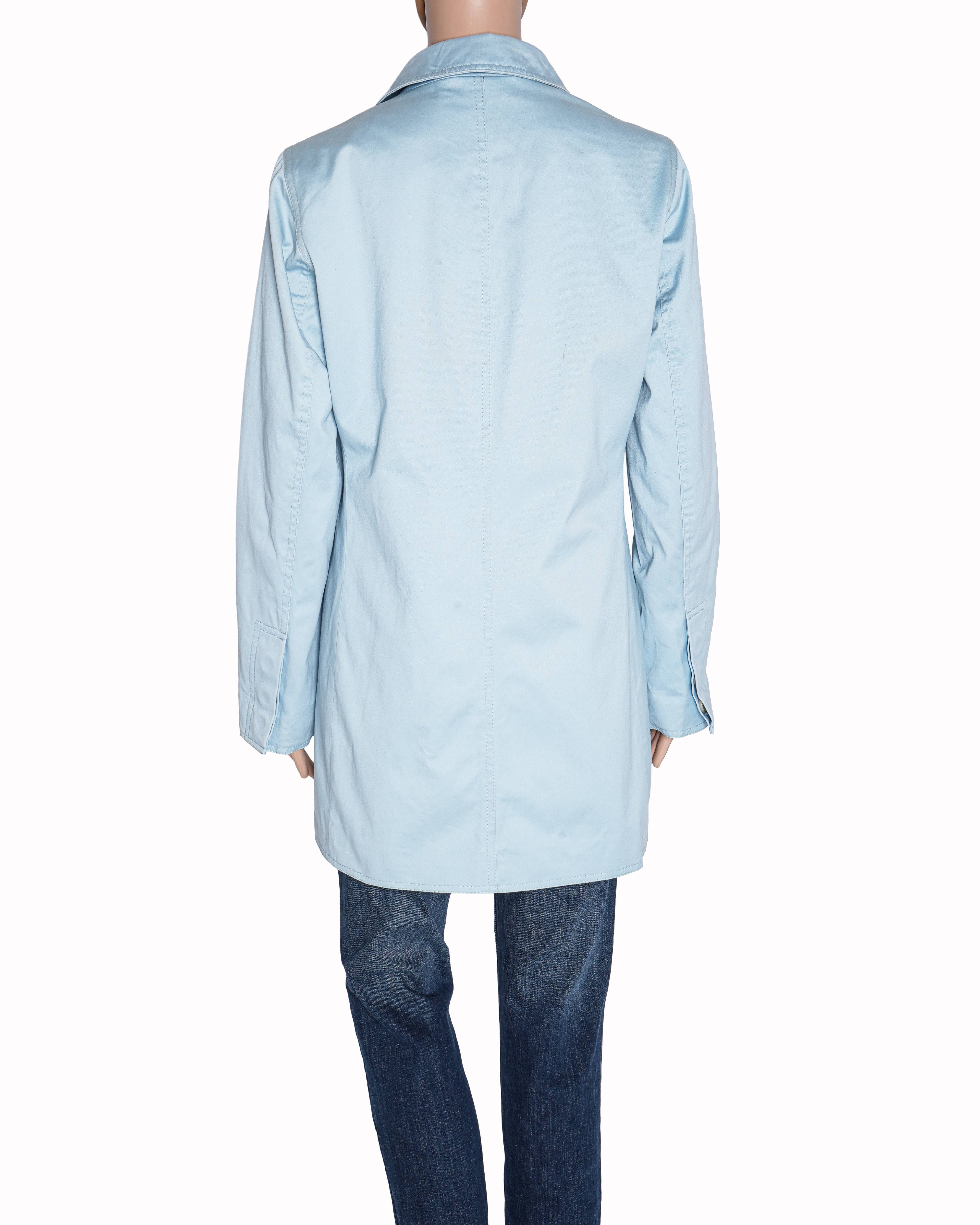 Coach Pastel Blue Signature Lined Trench Coat