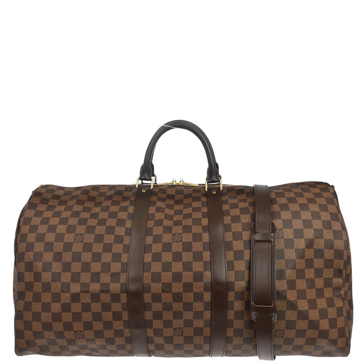 Louis Vuitton 2015 Damier Keepall Bandouliere 55 Duffle Bag N41414