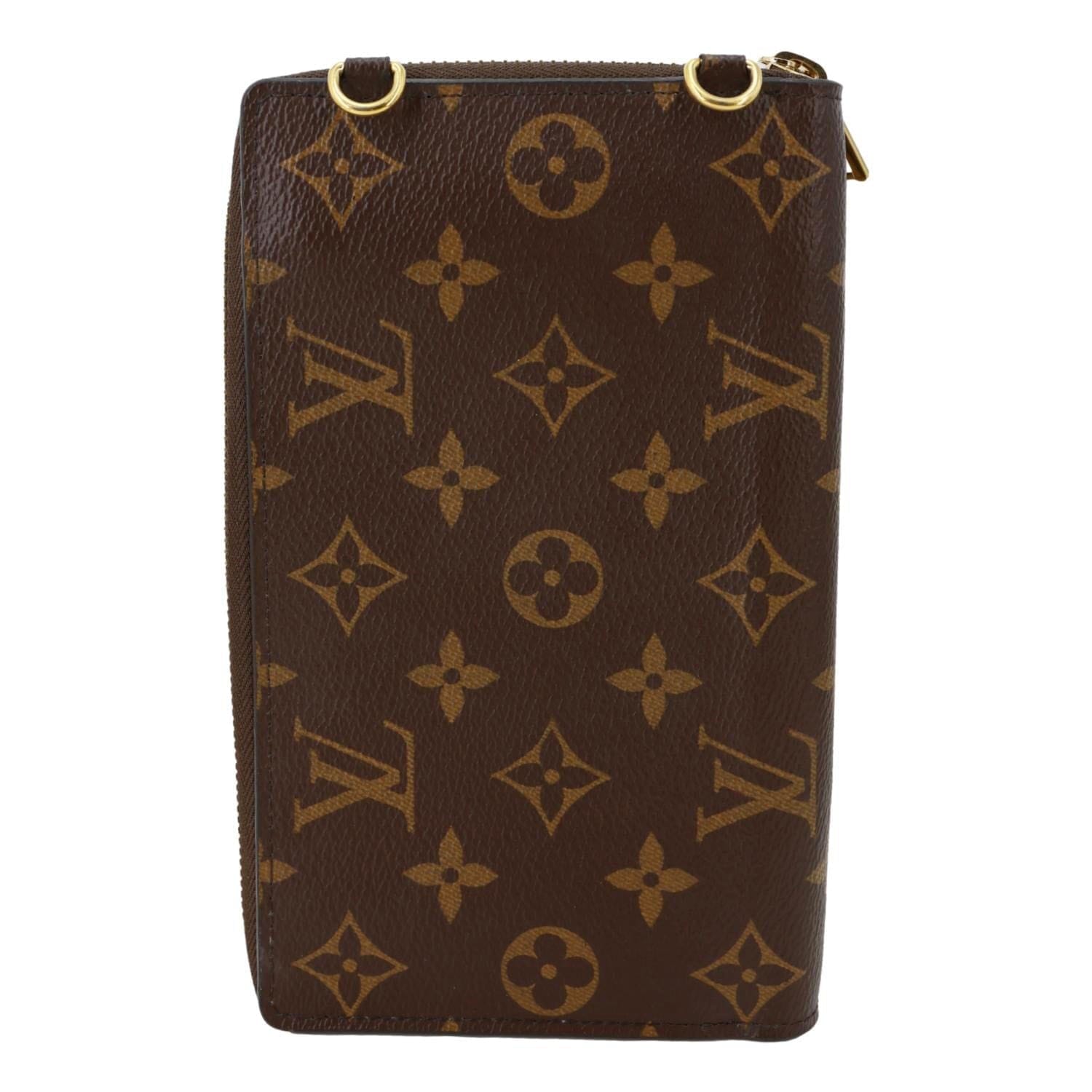 LOUIS VUITTON Metis Reverse Monogram Canvas Vertical Zippy Chain Wallet Brown