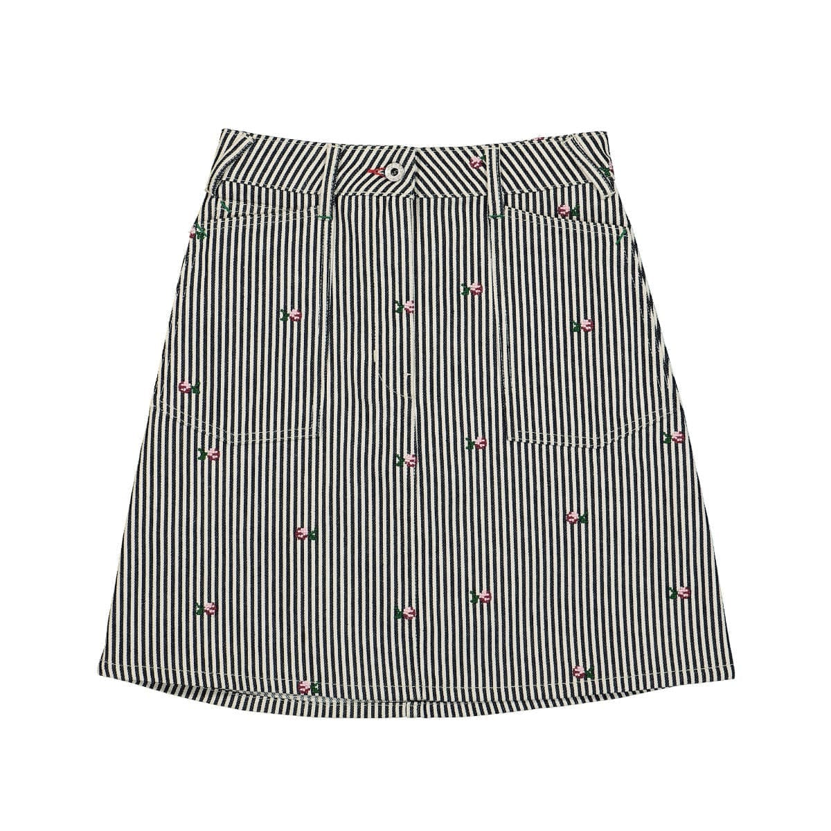 KENZO Floral Embroidered Stripe Print Skirt