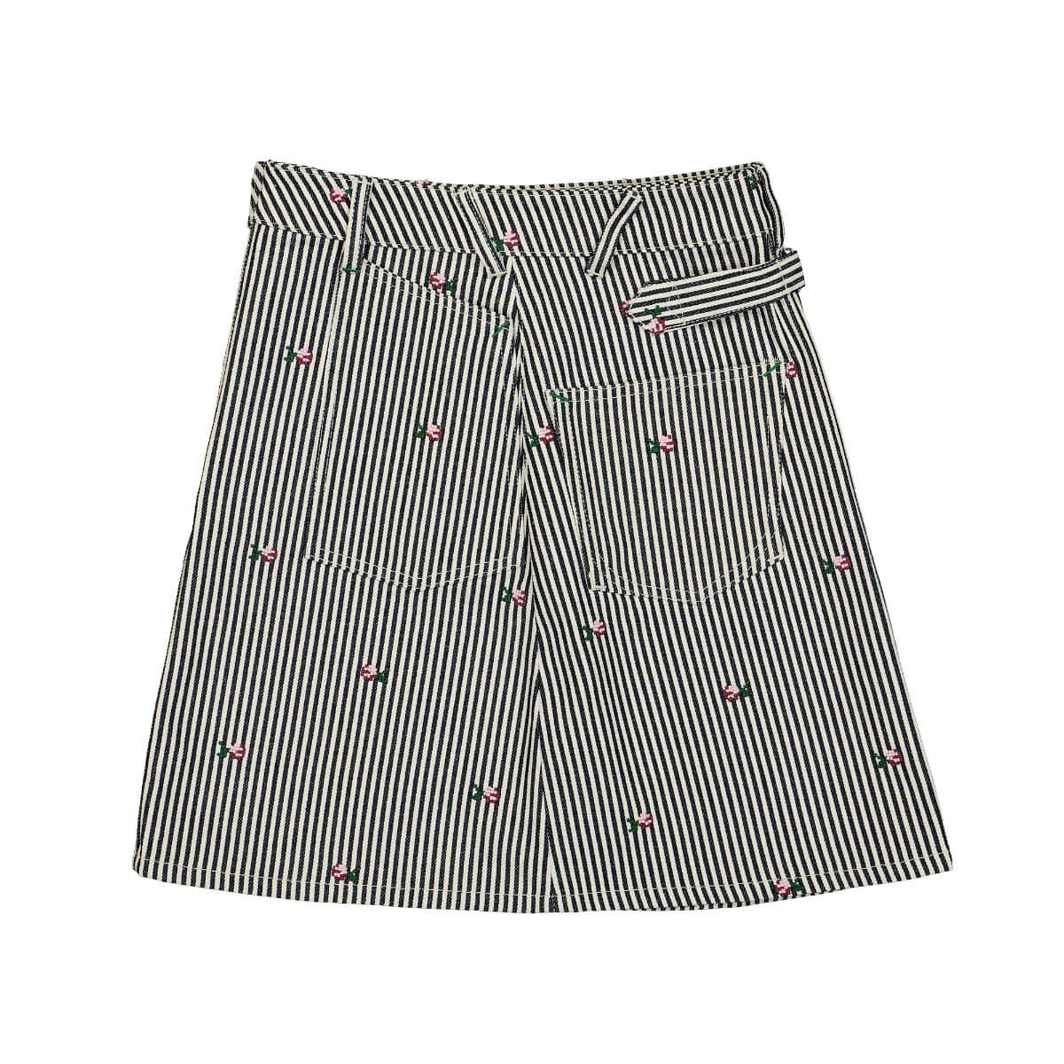 KENZO Floral Embroidered Stripe Print Skirt
