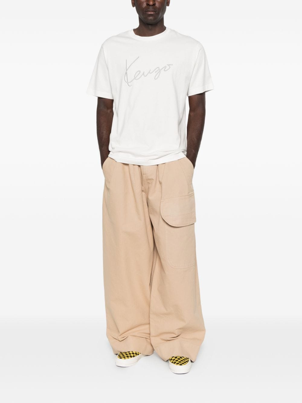 Kenzo Logo - Embroidered Cotton T - Shirt — White