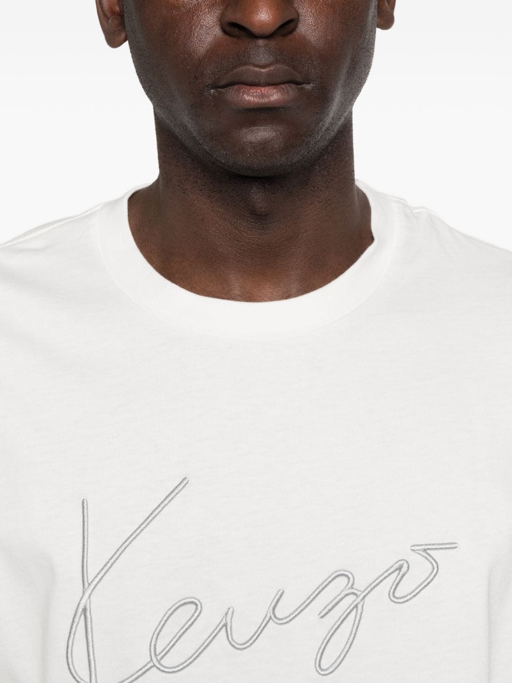 Kenzo Logo - Embroidered Cotton T - Shirt — White