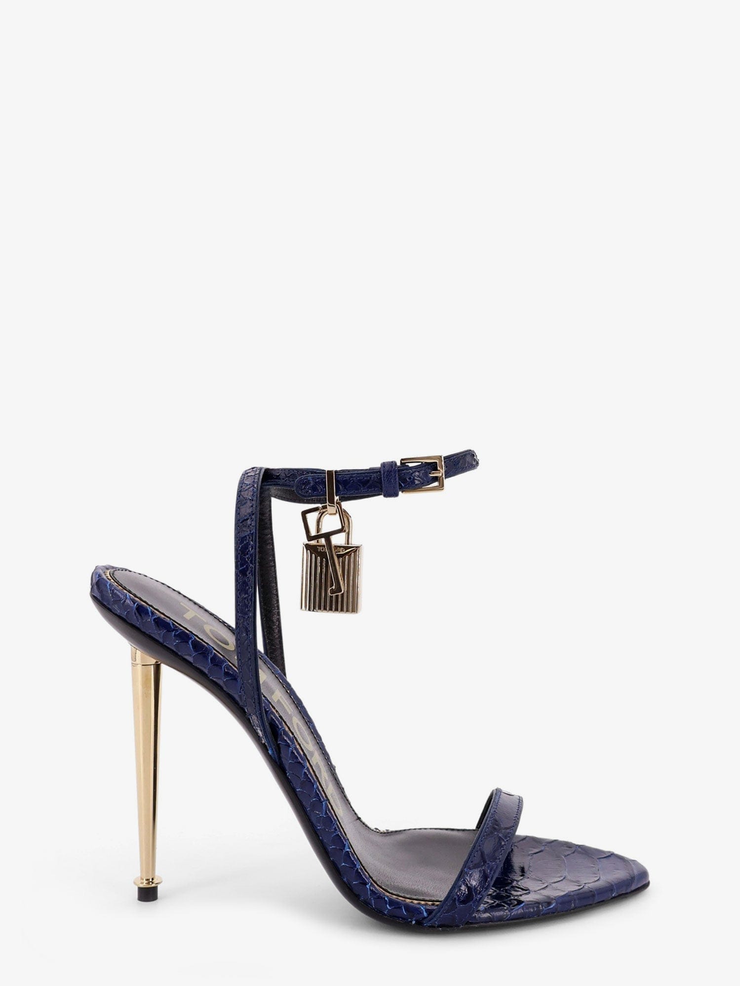 TOM FORD Laminated leather sandals with iconic padlock
