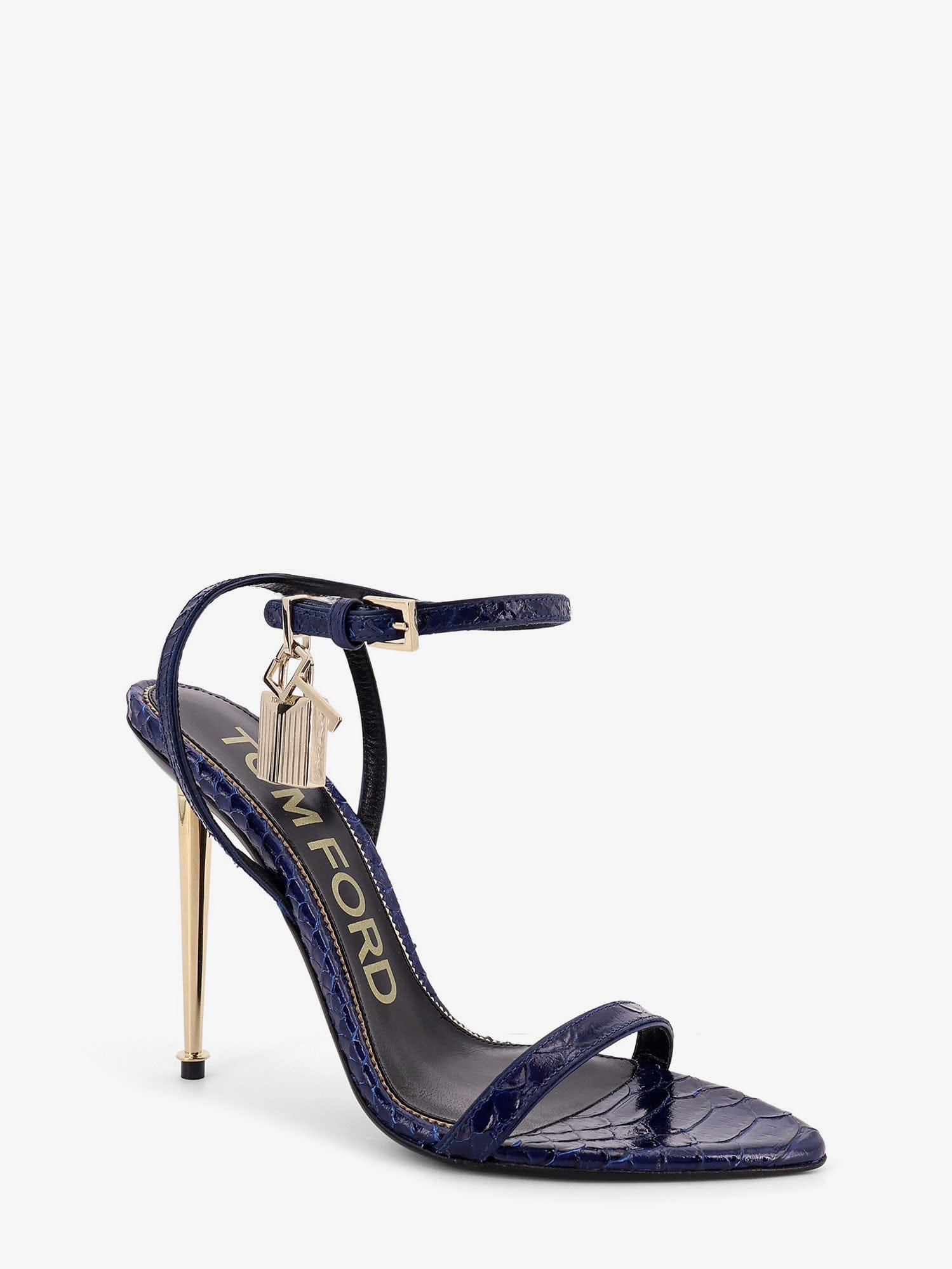 TOM FORD Laminated leather sandals with iconic padlock