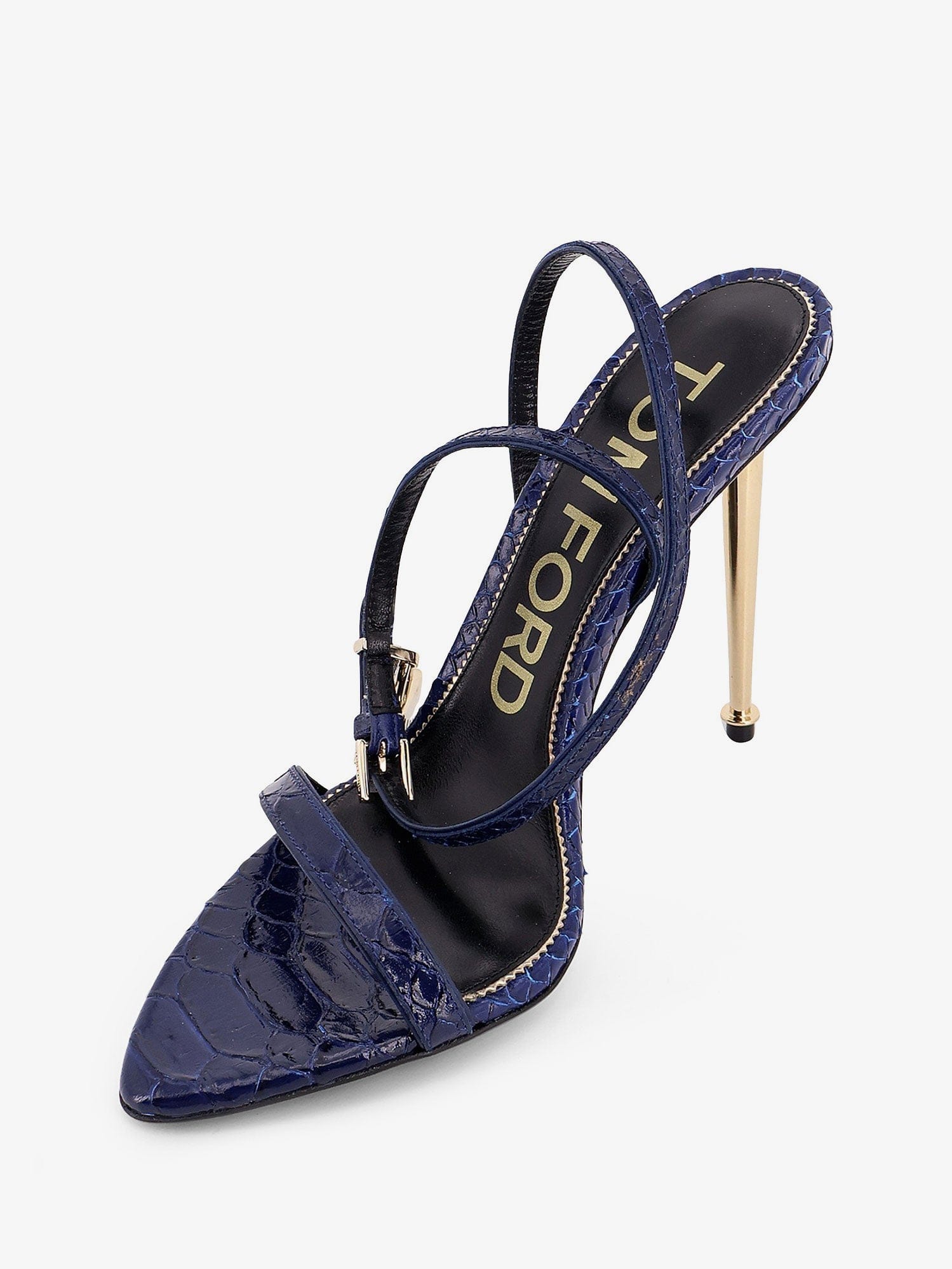 TOM FORD Laminated leather sandals with iconic padlock