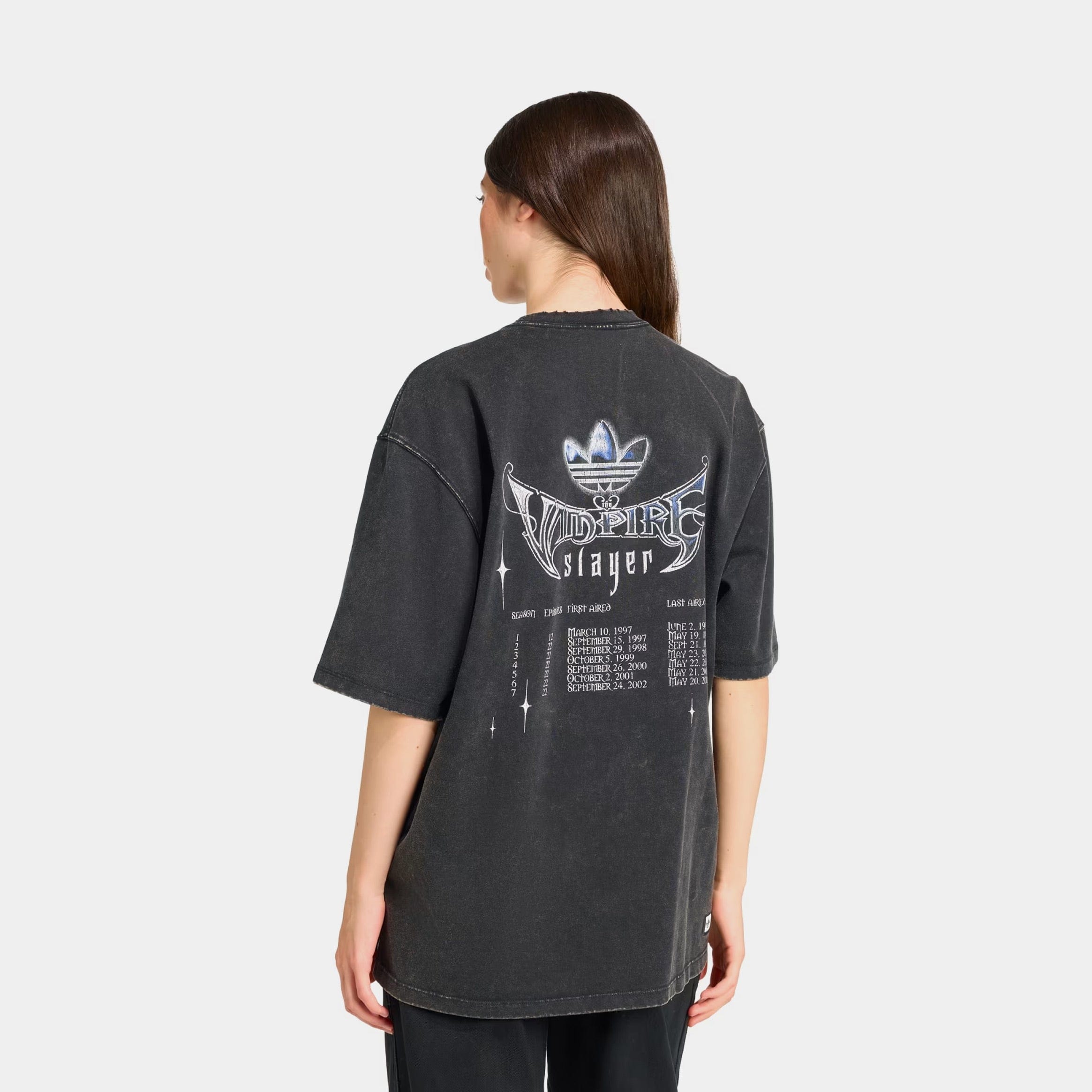 adidas Buffy The Vampire Slayer Oversized Washed Womens Short Sleeve Shirt (Black/Purple)