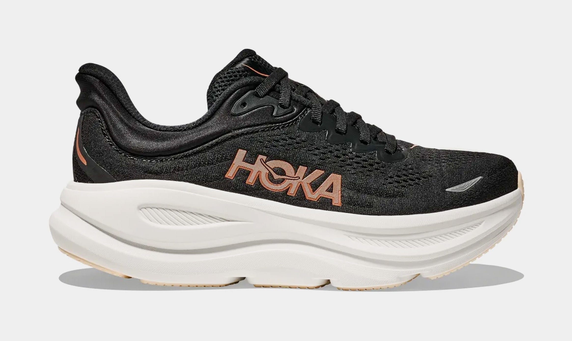 Hoka Bondi 9 Womens Running Shoes (Black/Gold)