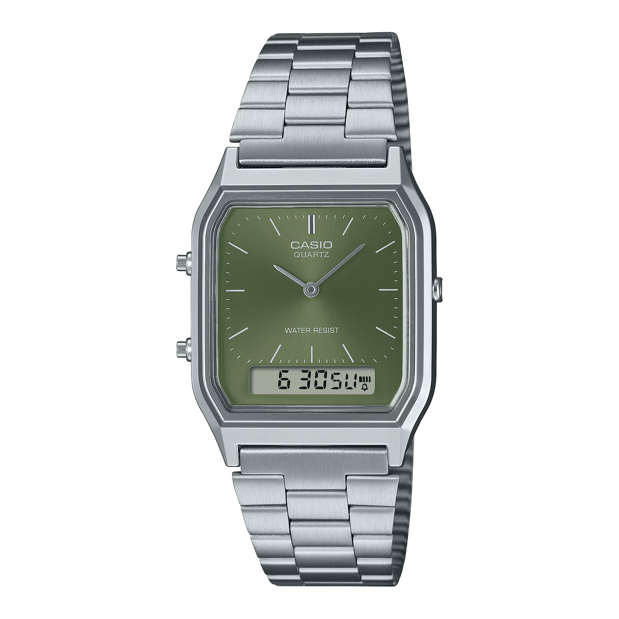 Casio Vintage AQ - 230A - 3AMQY – Silver/Green Analog - Digital