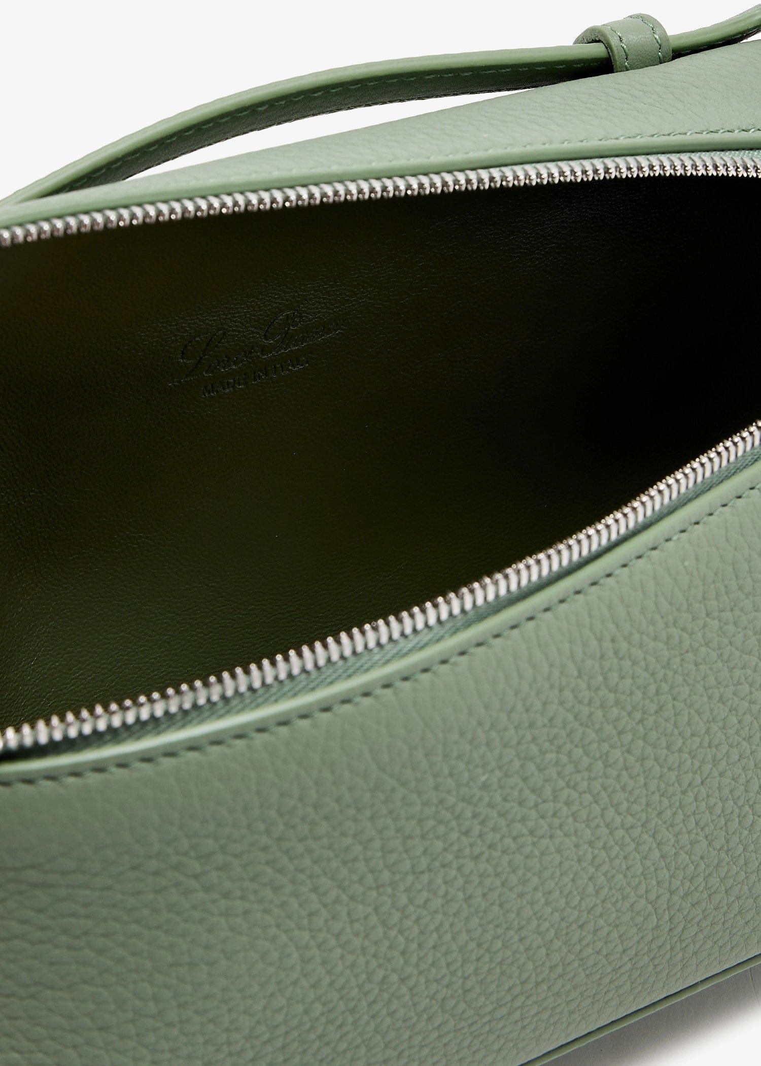 Loro Piana Extra Pocket L19 Pouch in Sage Brush Leaves Grained Calfskin with Silver Hardware