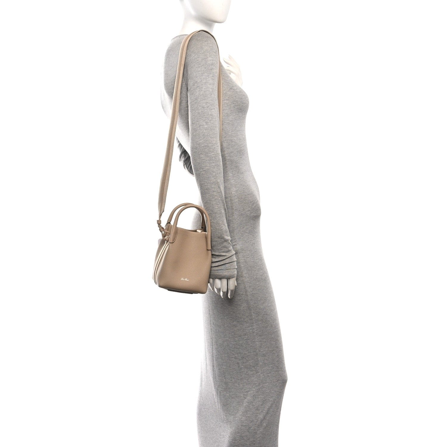 Loro Piana Grained Calfskin Micro Bale Bag Light Mastic