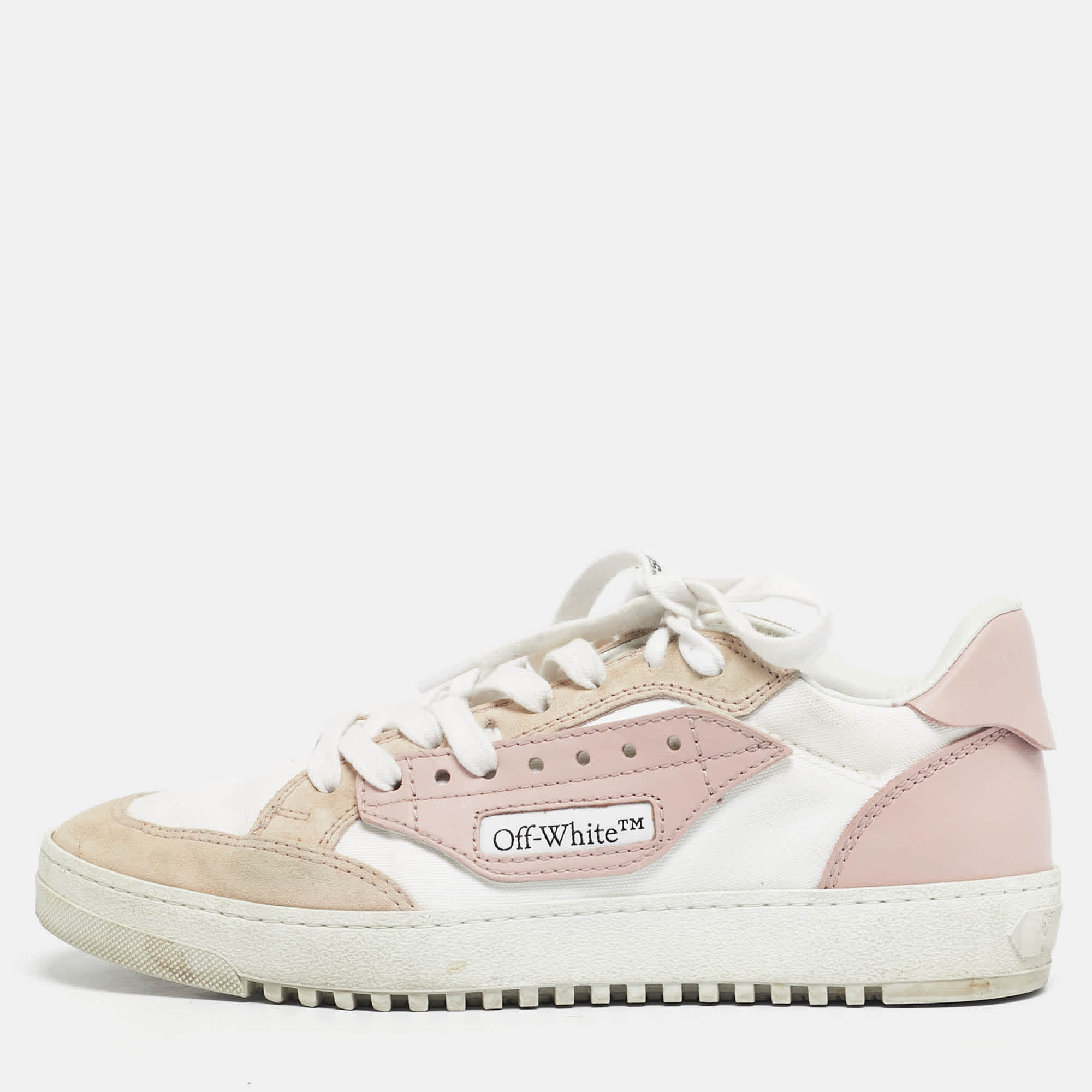 Off - White Multicolor Leather And Suede Off Court Lace Up Sneakers