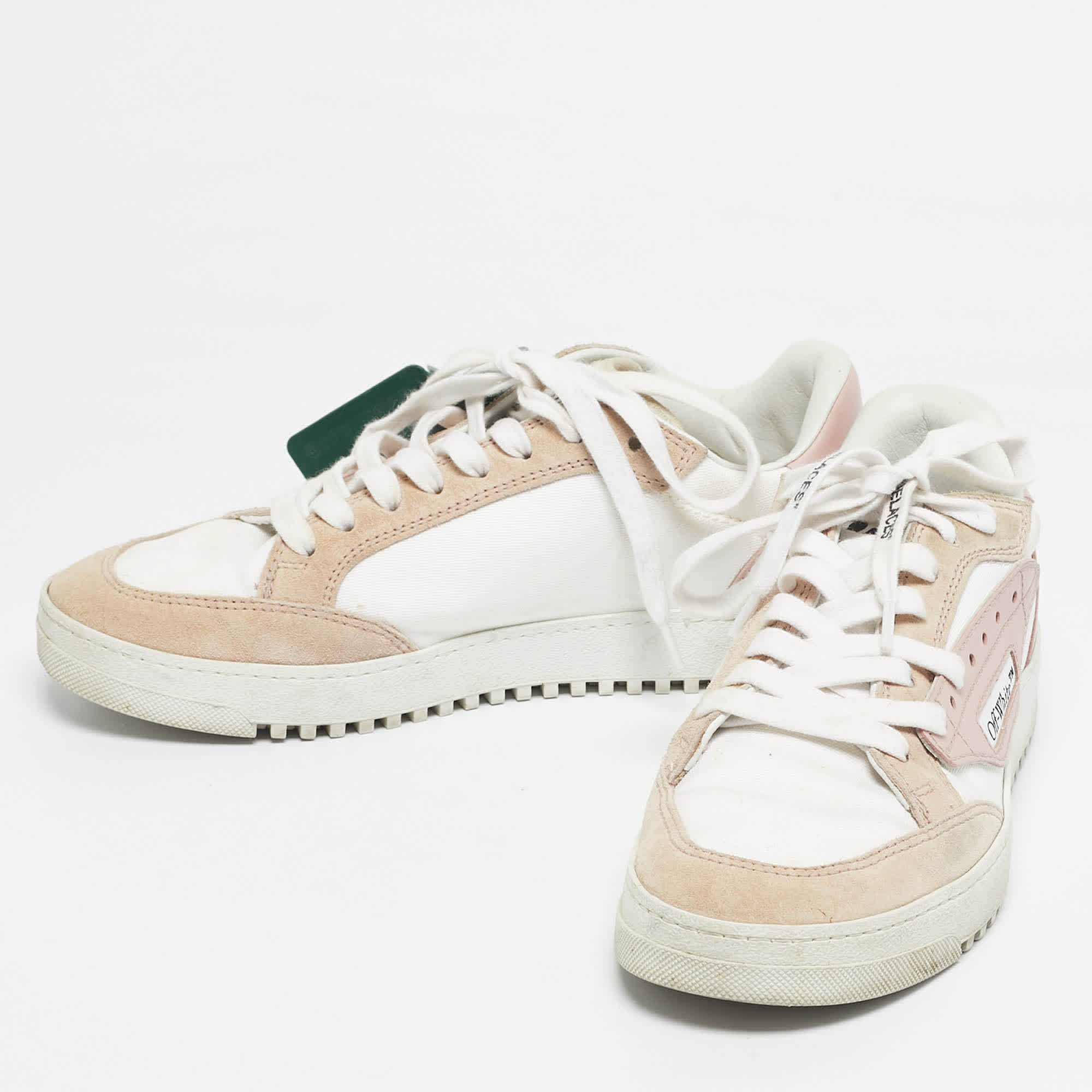 Off - White Multicolor Leather And Suede Off Court Lace Up Sneakers