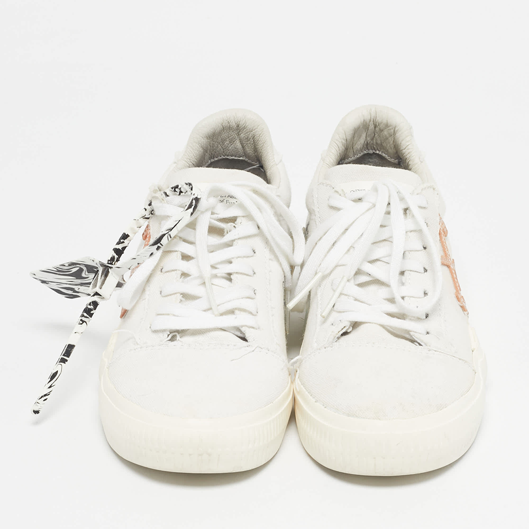Off - White White Canvas Vulcanised Lace Up Sneakers