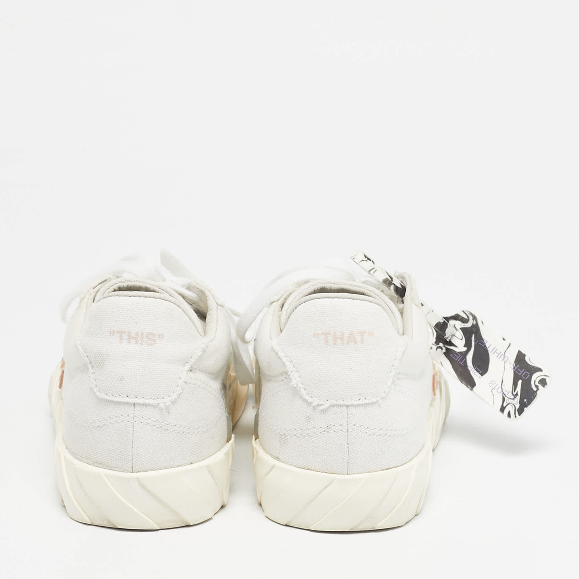 Off - White White Canvas Vulcanised Lace Up Sneakers