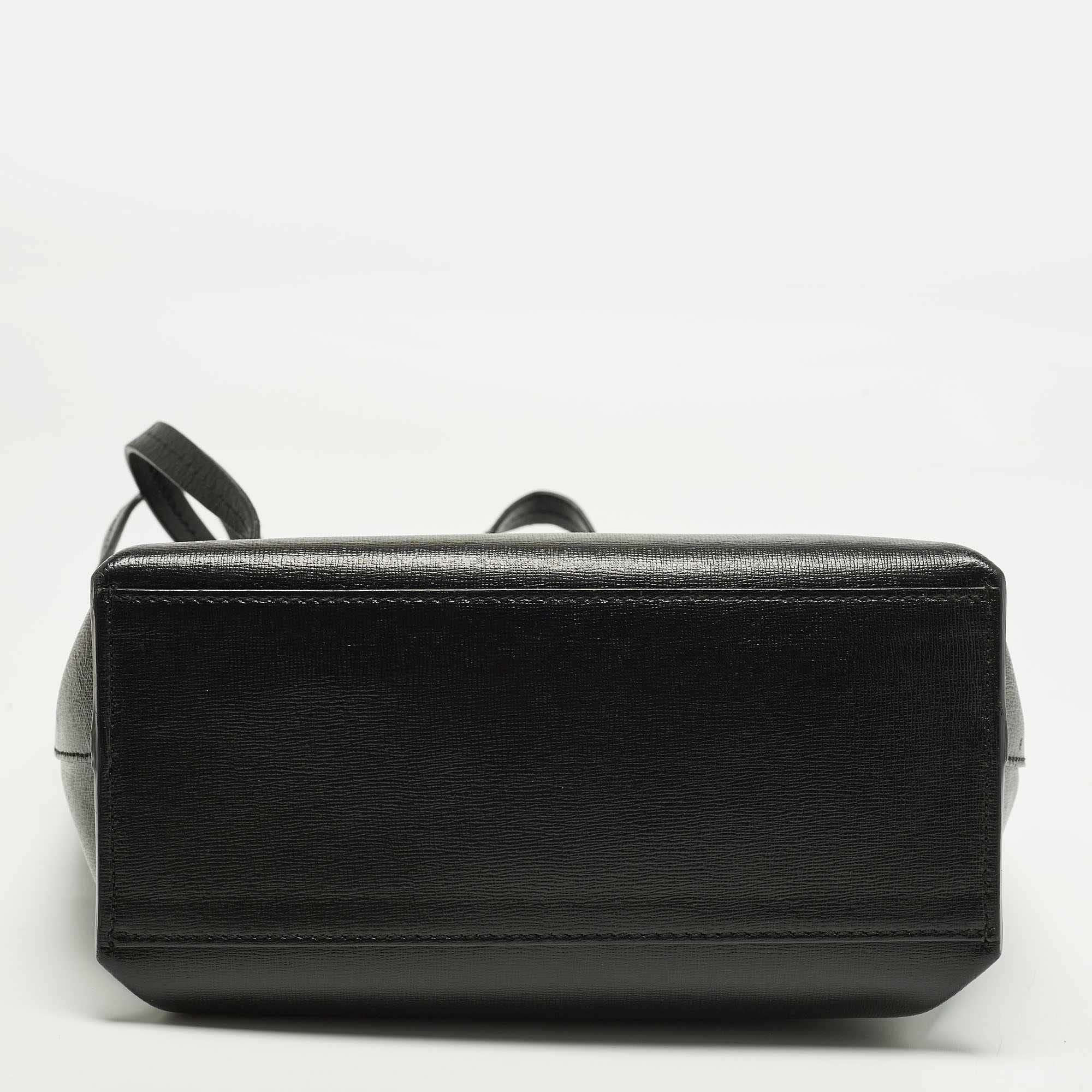 Off - White sculpture Black Leather Vertical Tote