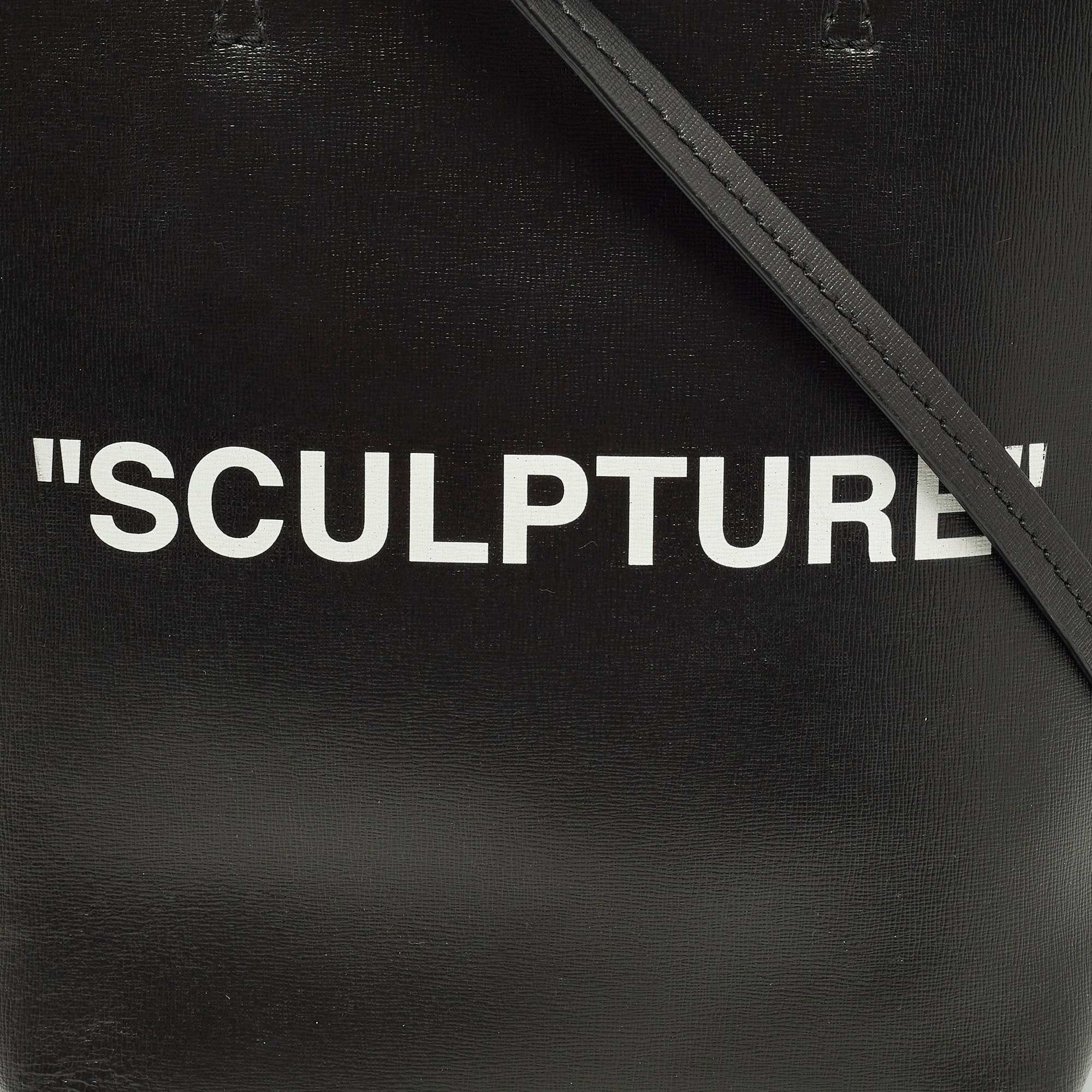 Off - White sculpture Black Leather Vertical Tote