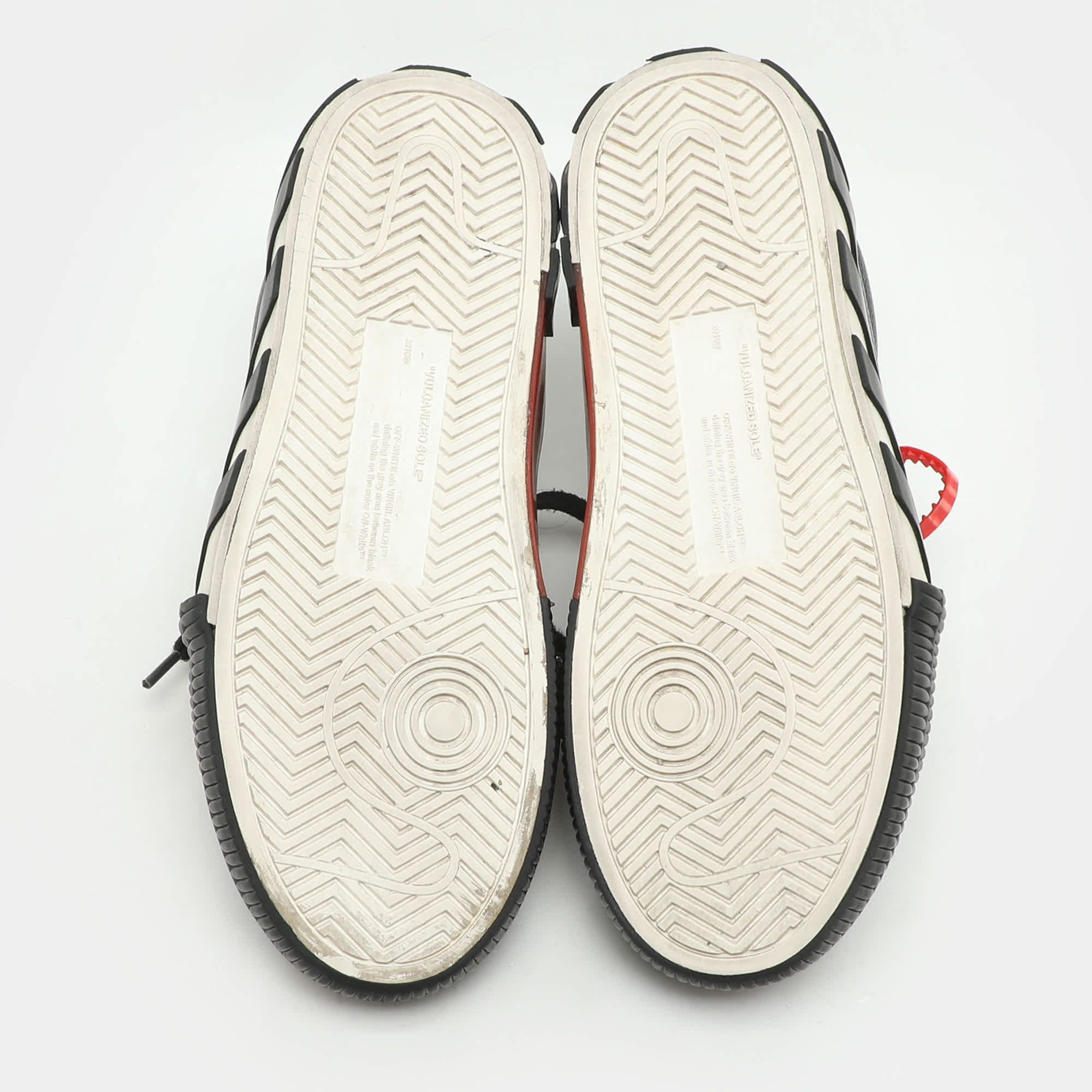 Off - White Black Leather Vulcanized Low Top Sneakers