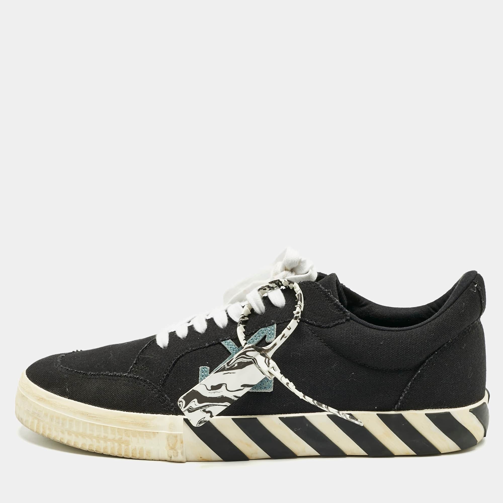 Off - White Black Canvas Vulcanized Low Top Sneakers