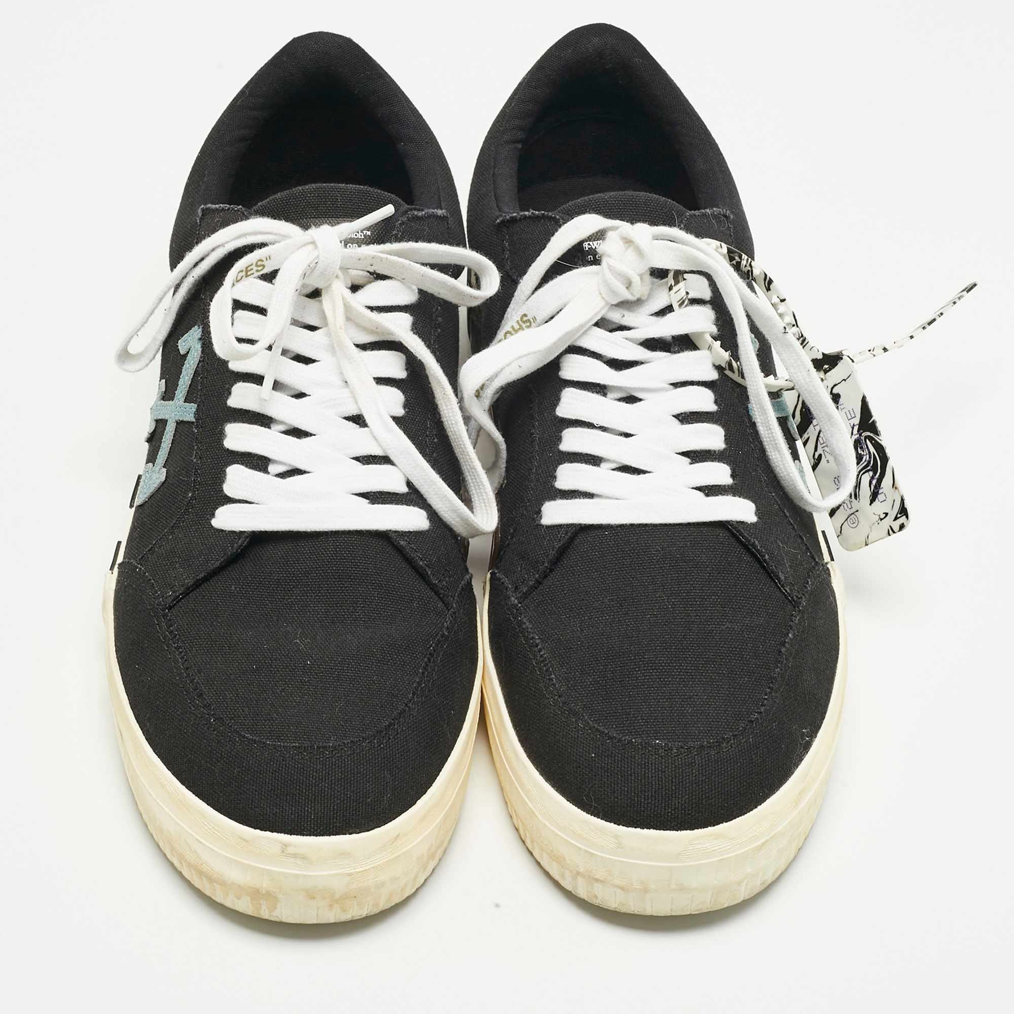 Off - White Black Canvas Vulcanized Low Top Sneakers